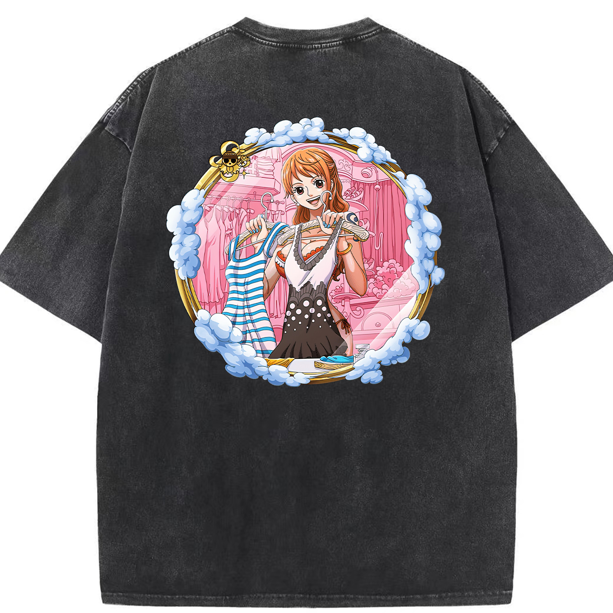 ワンピース ナミ ONE PIECE Nami 綿100% ヴィンテージ風 半袖Tシャツ（背面プリント）