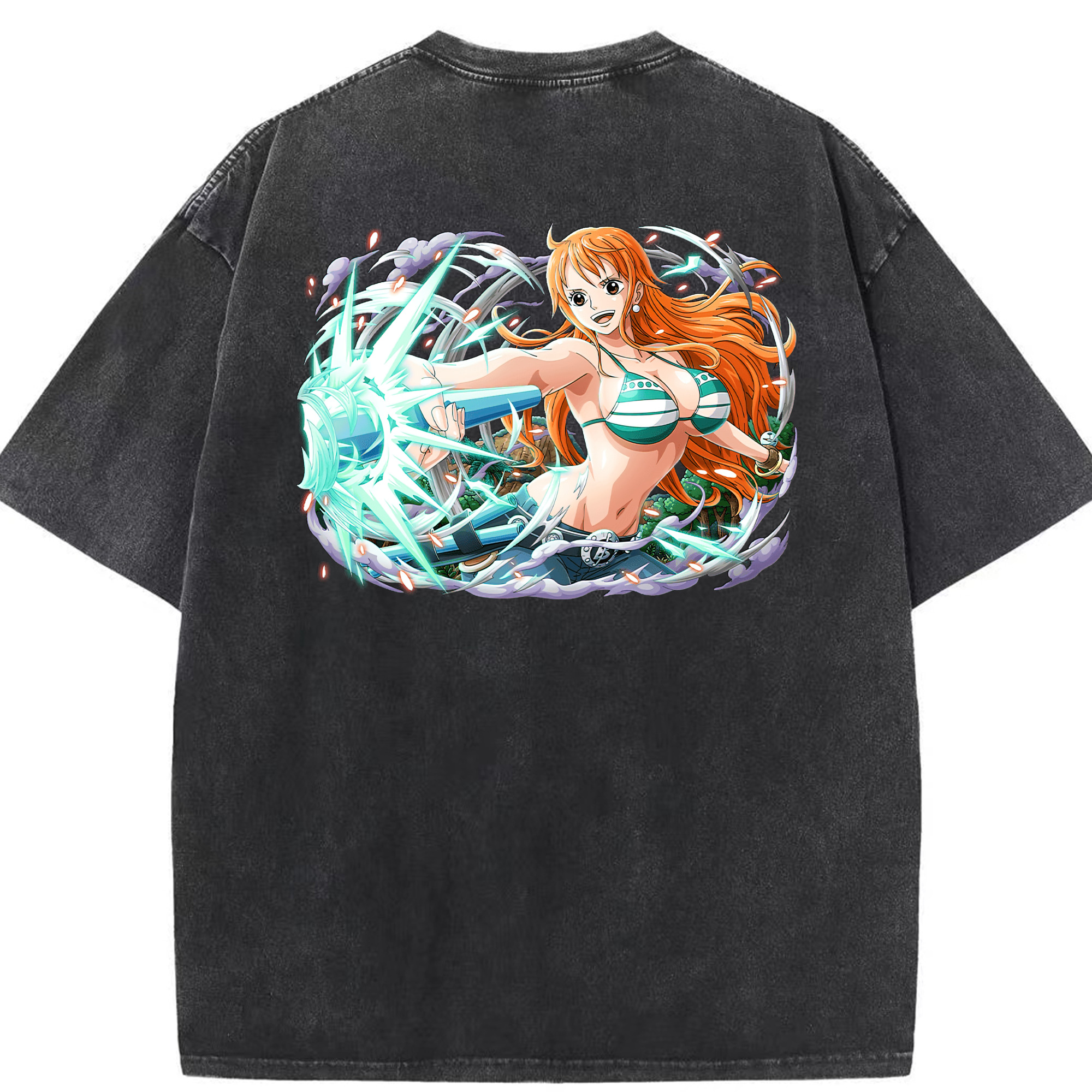 ワンピース ナミ ONE PIECE Nami 綿100% ヴィンテージ風 半袖Tシャツ（背面プリント）
