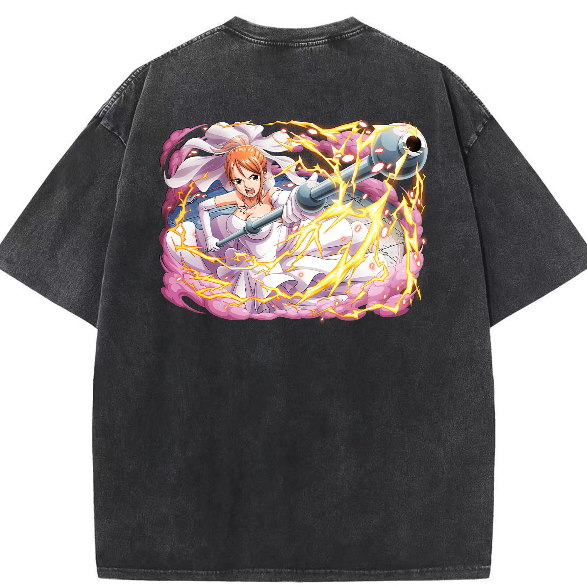 ワンピース ナミ ONE PIECE Nami 綿100% ヴィンテージ風 半袖Tシャツ（背面プリント）