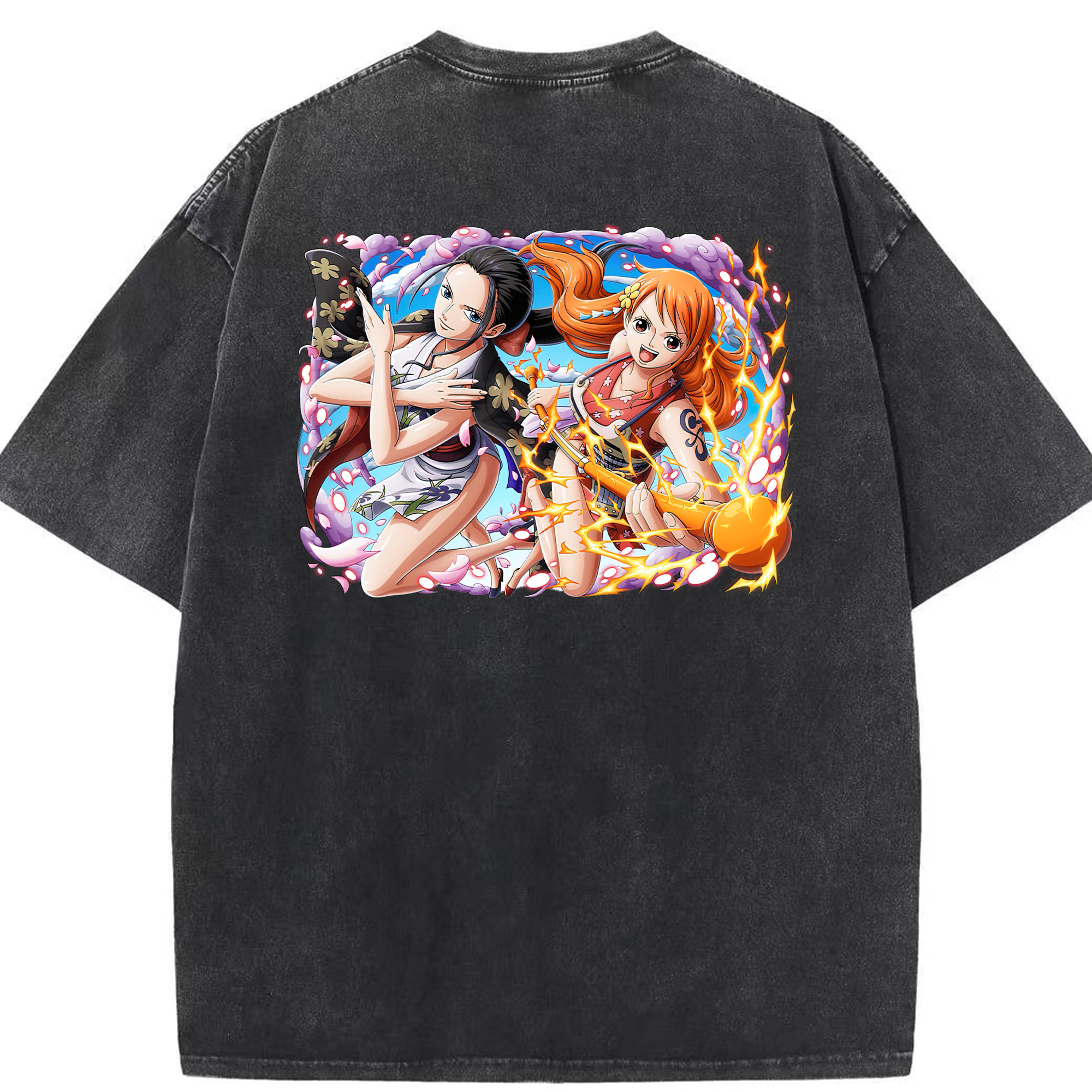 ワンピース ナミ ONE PIECE Nami 綿100% ヴィンテージ風 半袖Tシャツ（背面プリント）