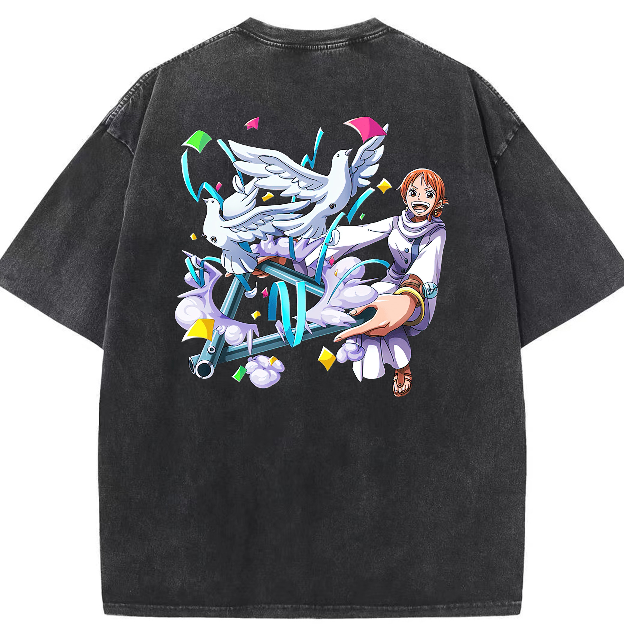 ワンピース ナミ ONE PIECE Nami 綿100% ヴィンテージ風 半袖Tシャツ（背面プリント）