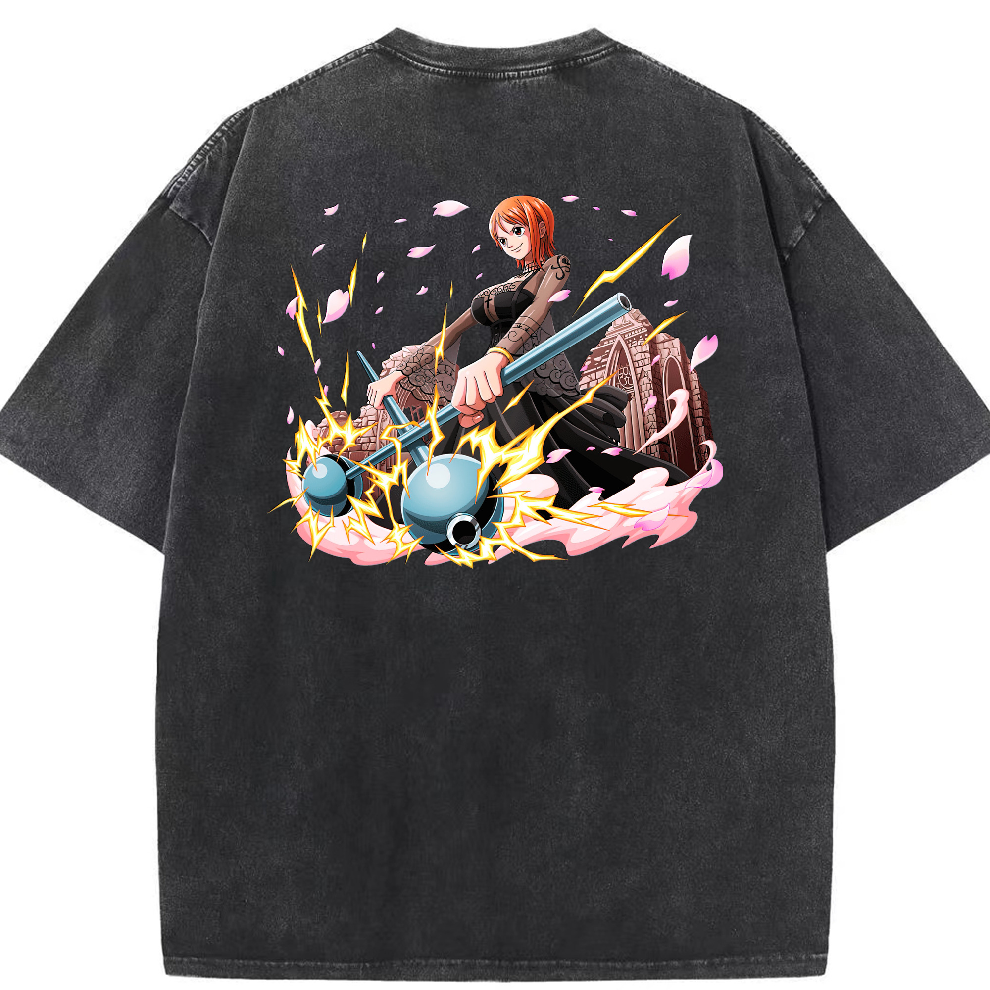 ワンピース ナミ ONE PIECE Nami 綿100% ヴィンテージ風 半袖Tシャツ（背面プリント）