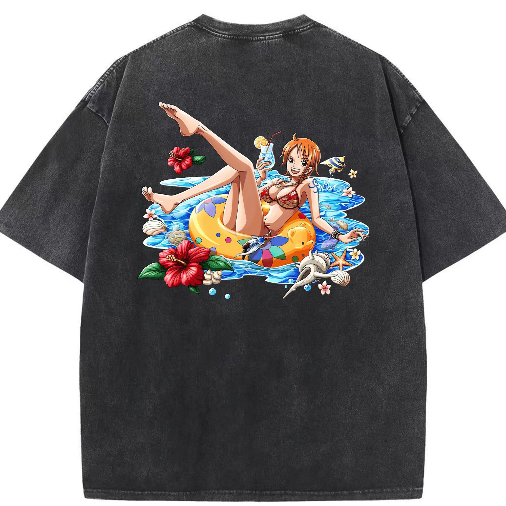 ワンピース ナミ ONE PIECE Nami 綿100% ヴィンテージ風 半袖Tシャツ（背面プリント）