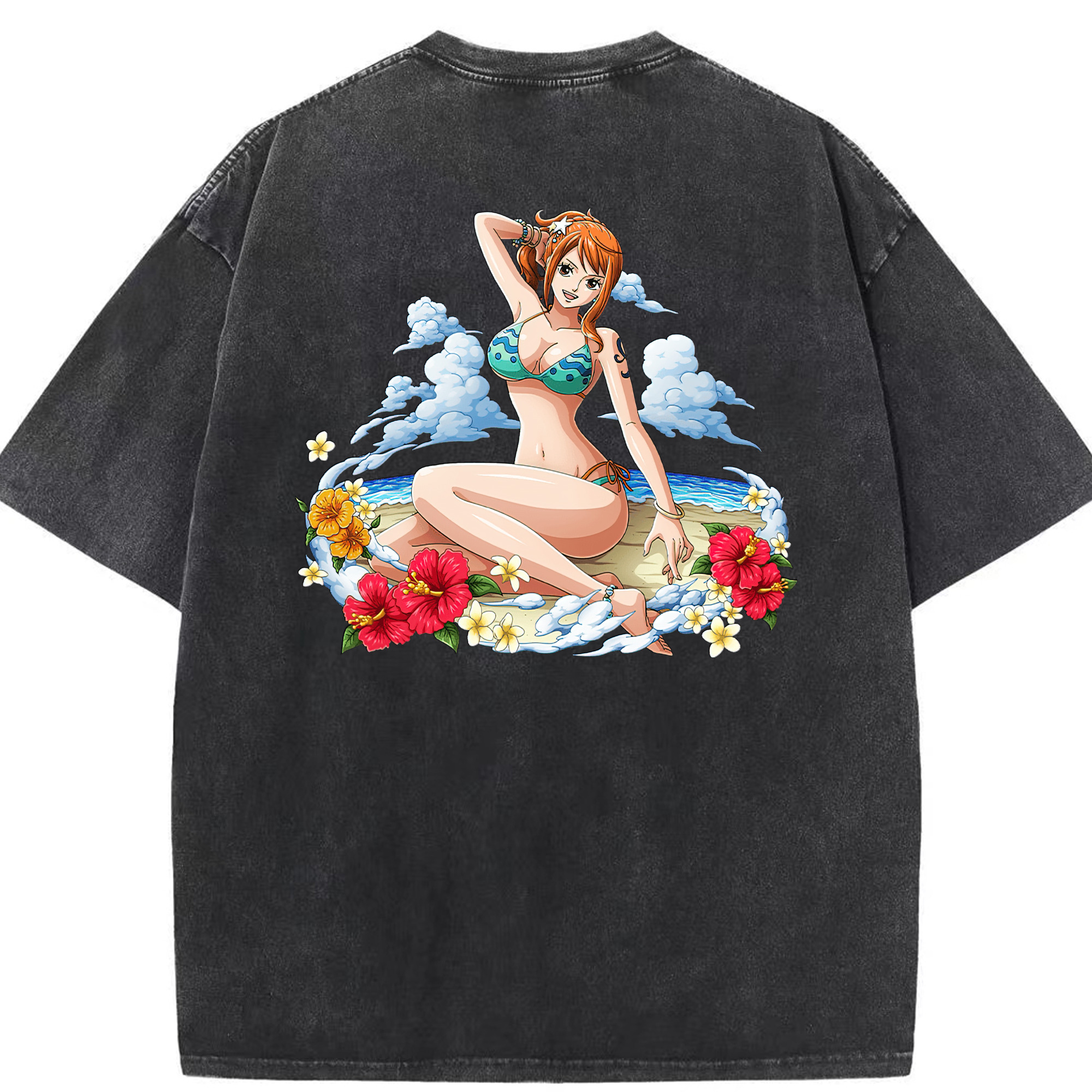ワンピース ナミ ONE PIECE Nami 綿100% ヴィンテージ風 半袖Tシャツ（背面プリント）