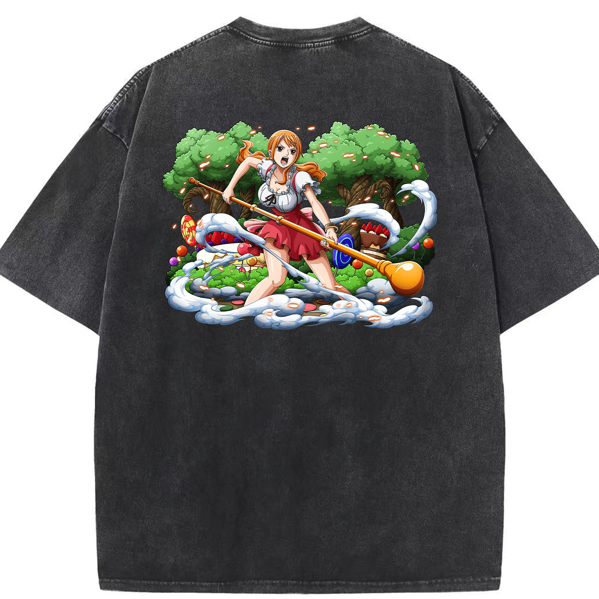 ワンピース ナミ ONE PIECE Nami 綿100% ヴィンテージ風 半袖Tシャツ（背面プリント）
