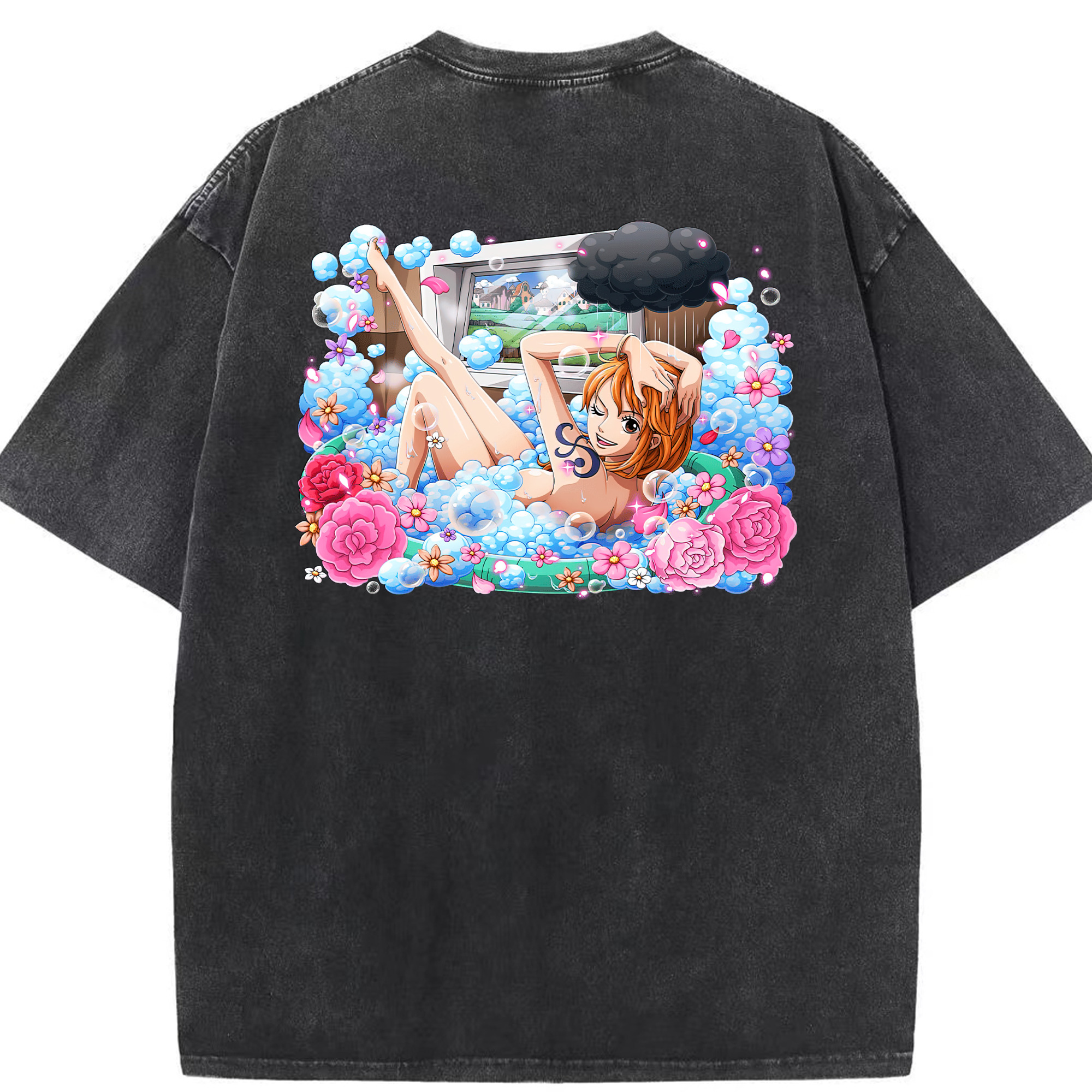 ワンピース ナミ ONE PIECE Nami 綿100% ヴィンテージ風 半袖Tシャツ（背面プリント）