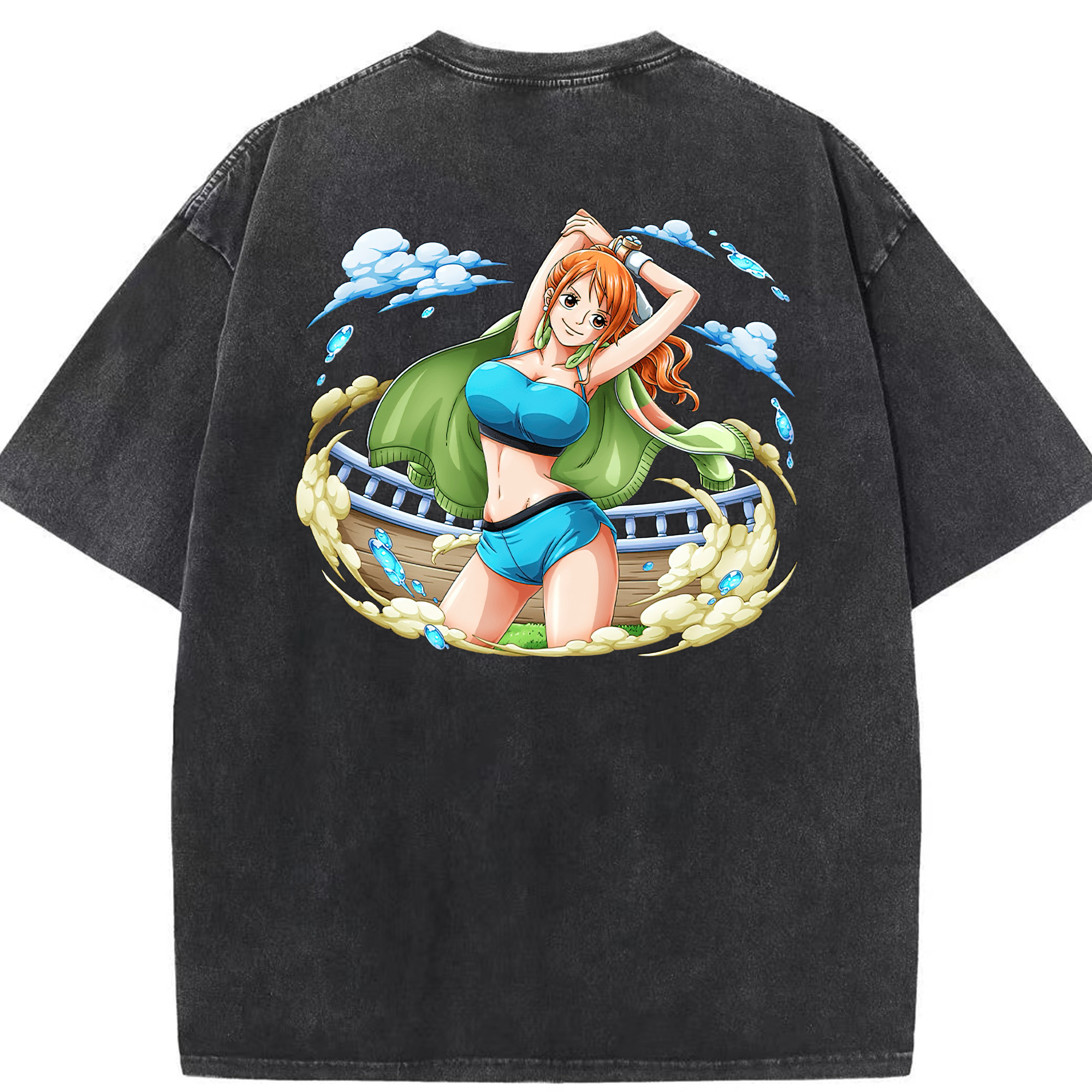 ワンピース ナミ ONE PIECE Nami 綿100% ヴィンテージ風 半袖Tシャツ（背面プリント）