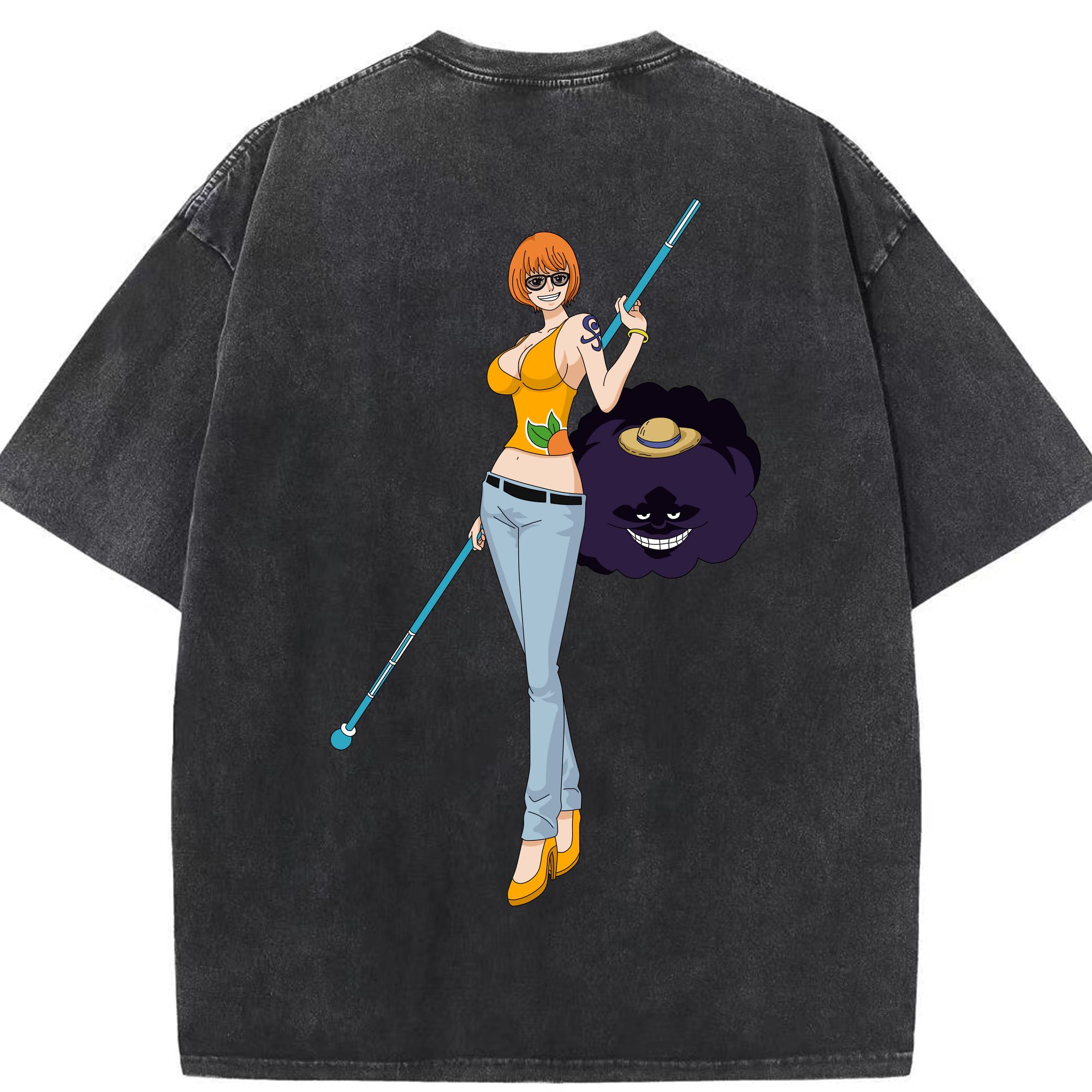 ワンピース ナミ ONE PIECE Nami 綿100% ヴィンテージ風 半袖Tシャツ（背面プリント）