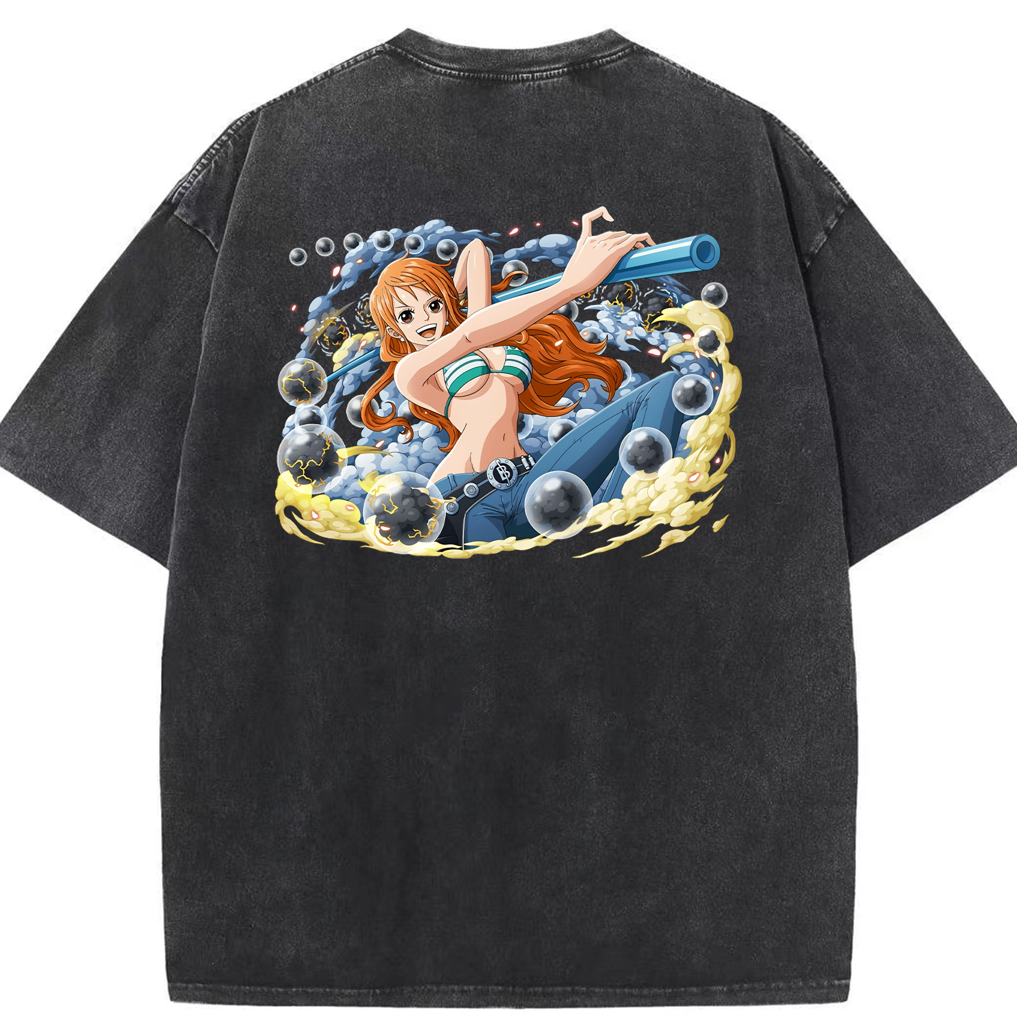 ワンピース ナミ ONE PIECE Nami 綿100% ヴィンテージ風 半袖Tシャツ（背面プリント）