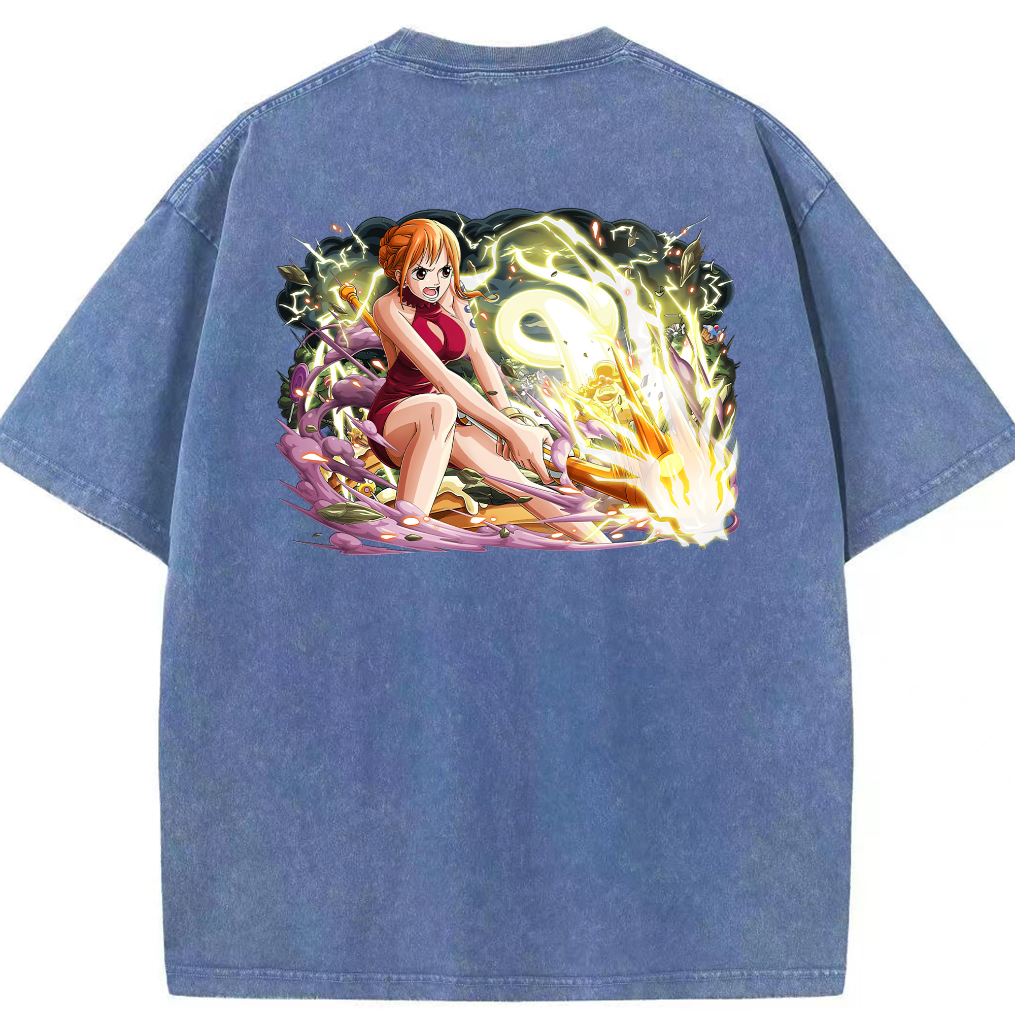 ワンピース ナミ ONE PIECE Nami 綿100% ヴィンテージ風 半袖Tシャツ（背面プリント）