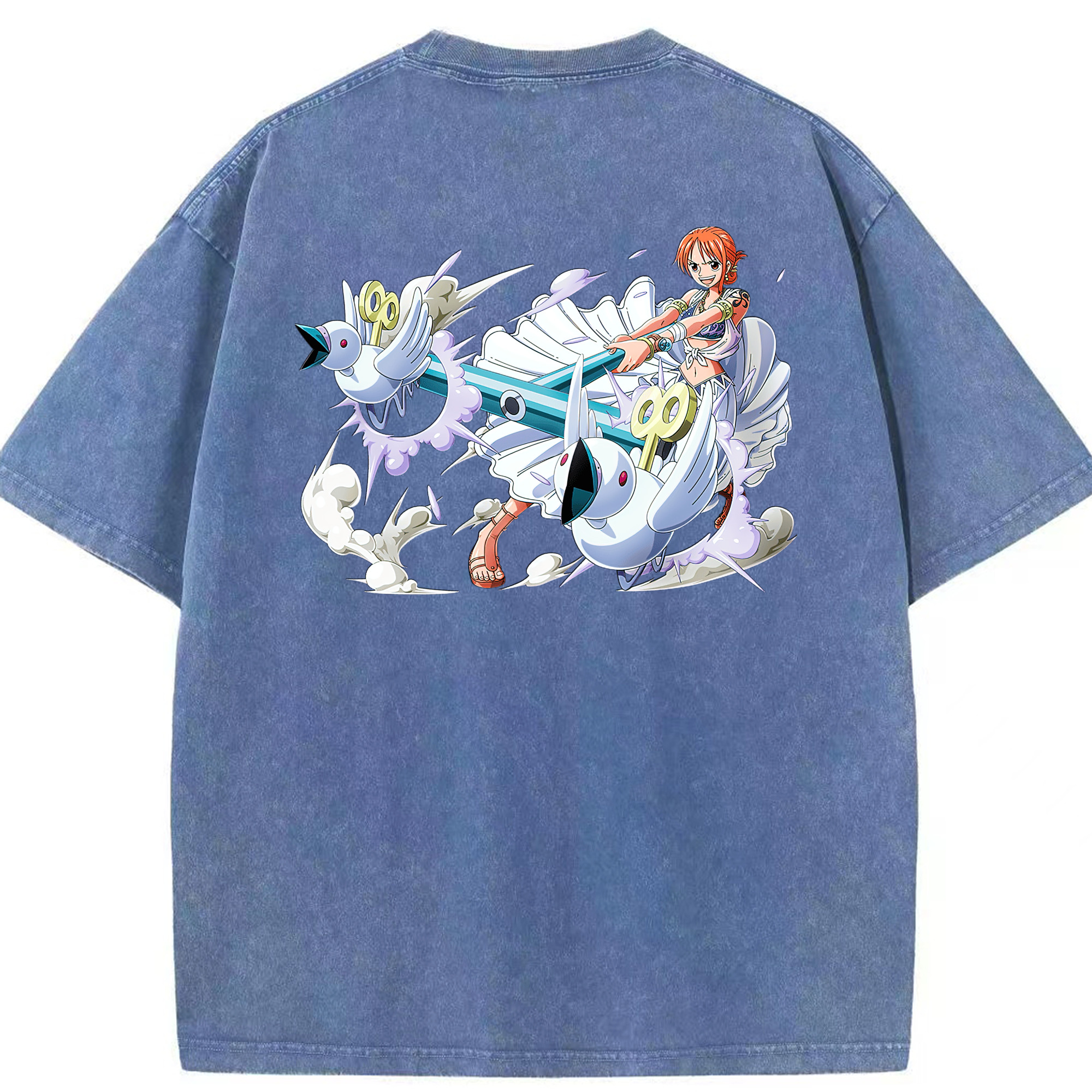 ワンピース ナミ ONE PIECE Nami 綿100% ヴィンテージ風 半袖Tシャツ（背面プリント）