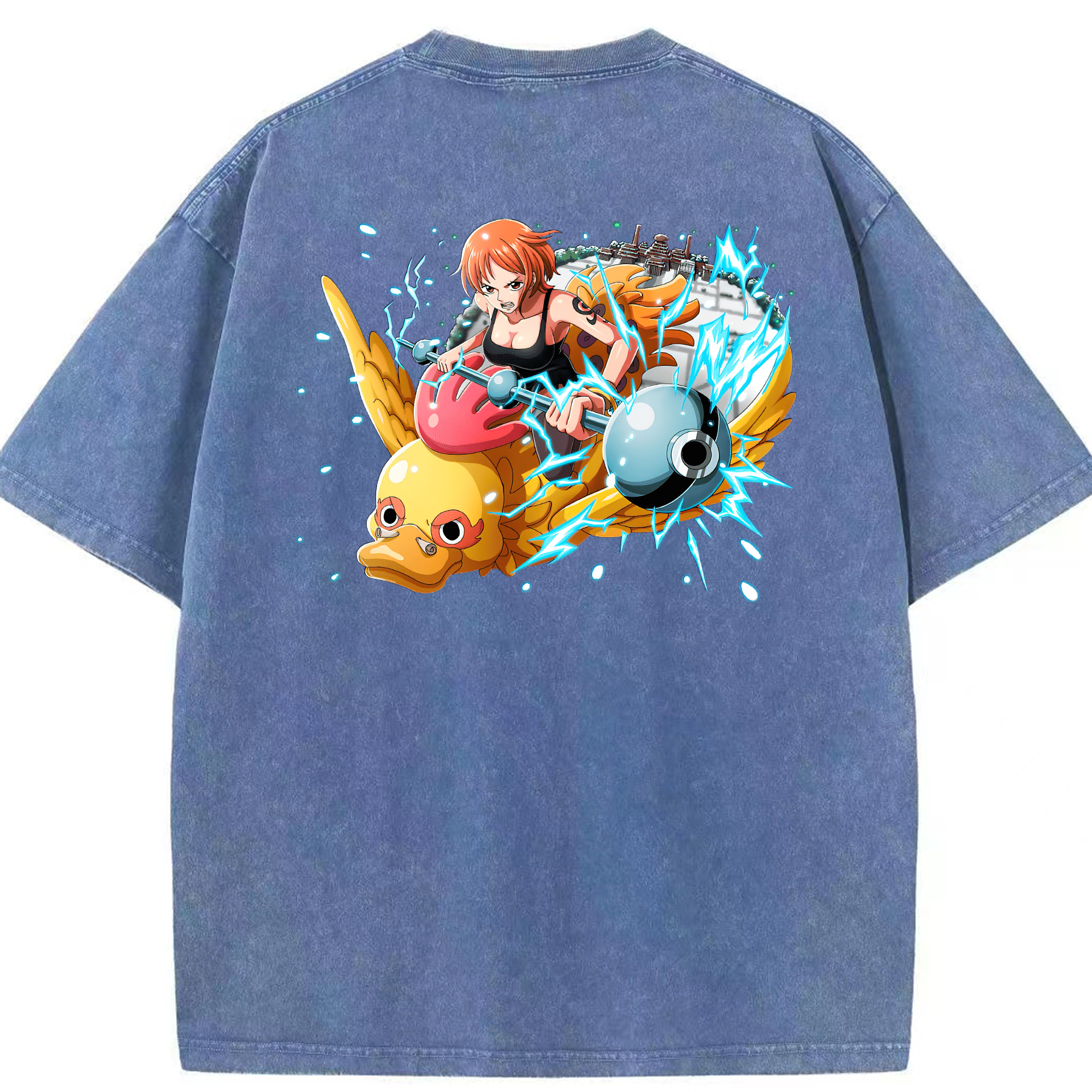 ワンピース ナミ ONE PIECE Nami 綿100% ヴィンテージ風 半袖Tシャツ（背面プリント）