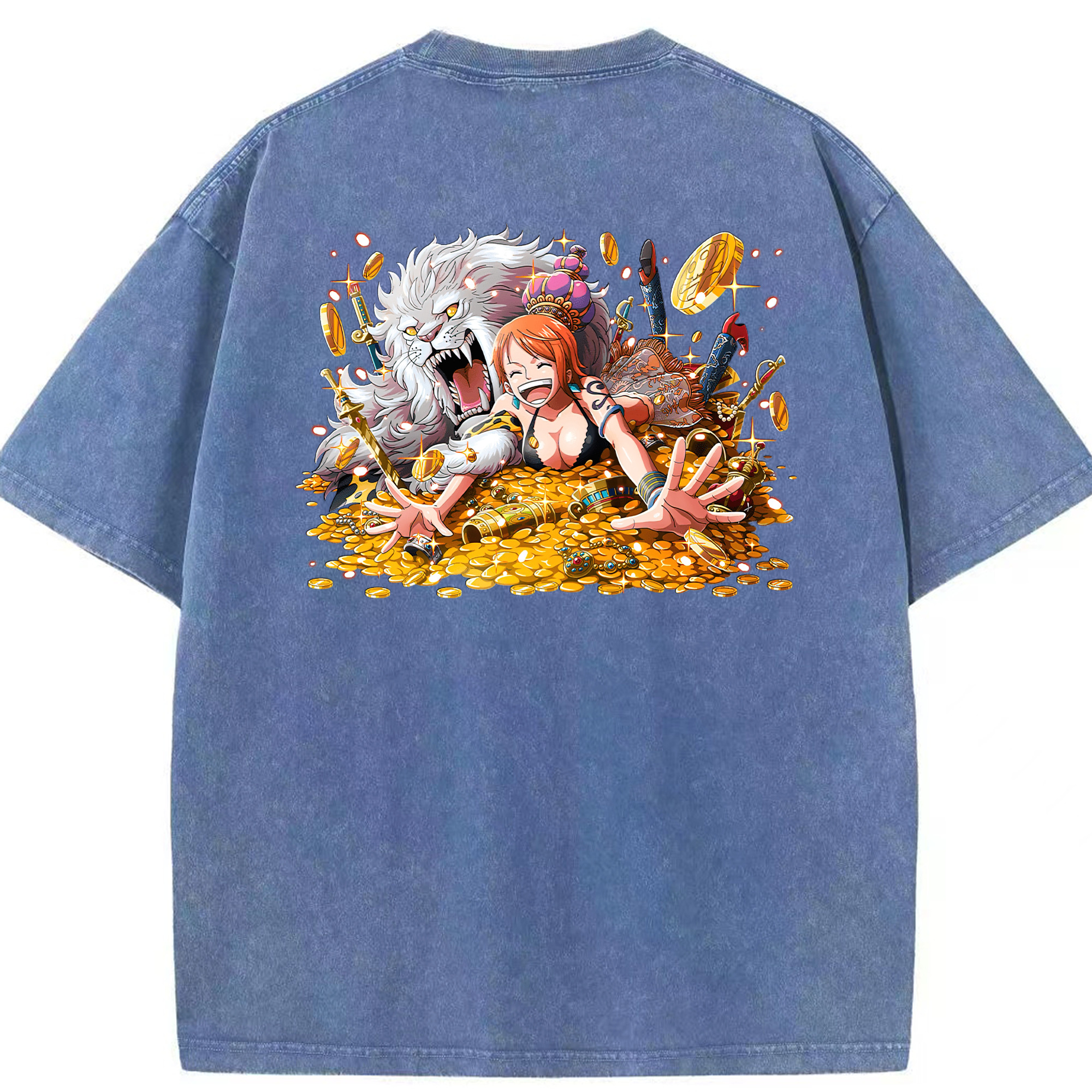 ワンピース ナミ ONE PIECE Nami 綿100% ヴィンテージ風 半袖Tシャツ（背面プリント）