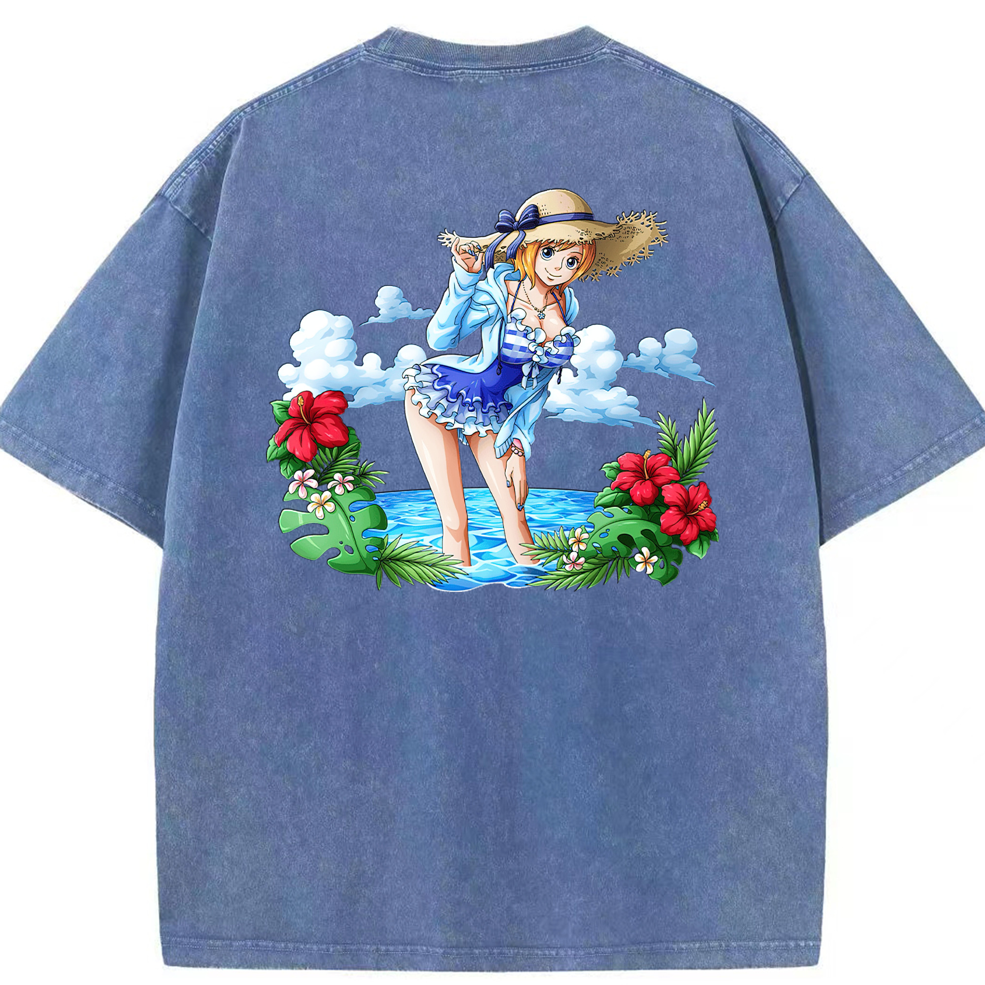 ワンピース ナミ ONE PIECE Nami 綿100% ヴィンテージ風 半袖Tシャツ（背面プリント）