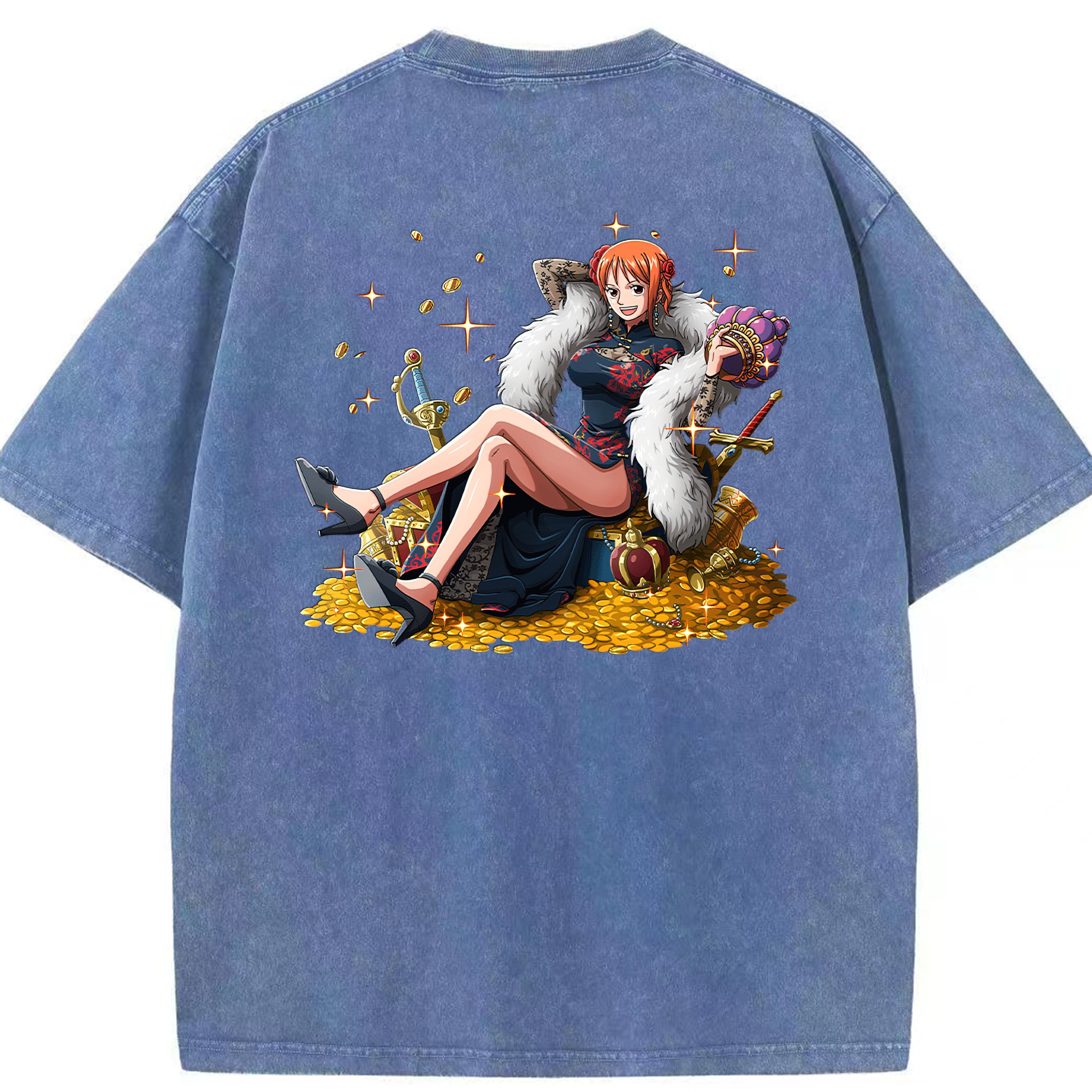 ワンピース ナミ ONE PIECE Nami 綿100% ヴィンテージ風 半袖Tシャツ（背面プリント）