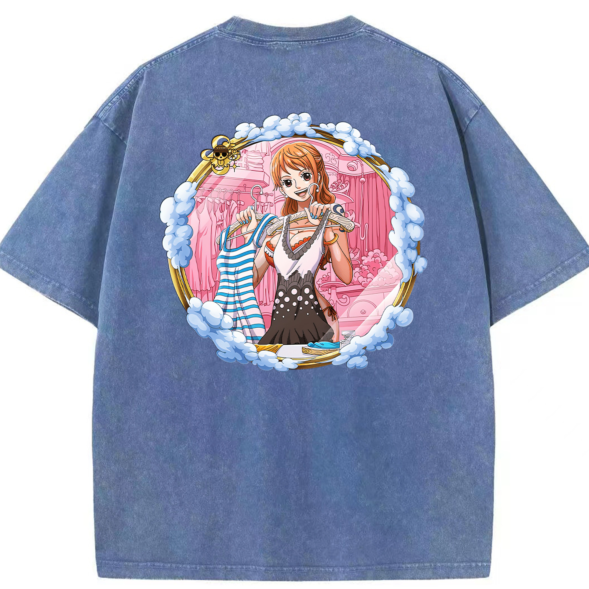 ワンピース ナミ ONE PIECE Nami 綿100% ヴィンテージ風 半袖Tシャツ（背面プリント）