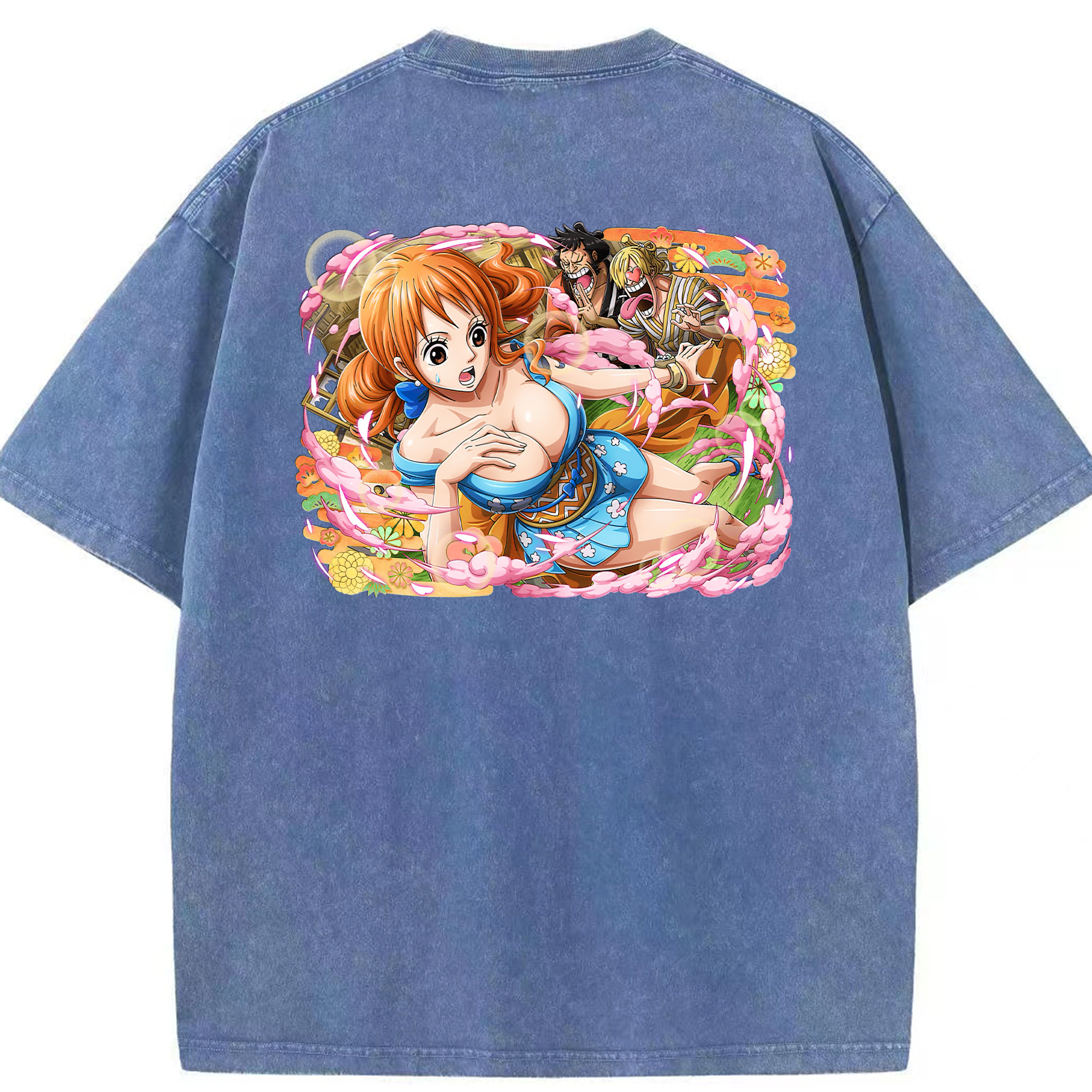 ワンピース ナミ ONE PIECE Nami 綿100% ヴィンテージ風 半袖Tシャツ（背面プリント）