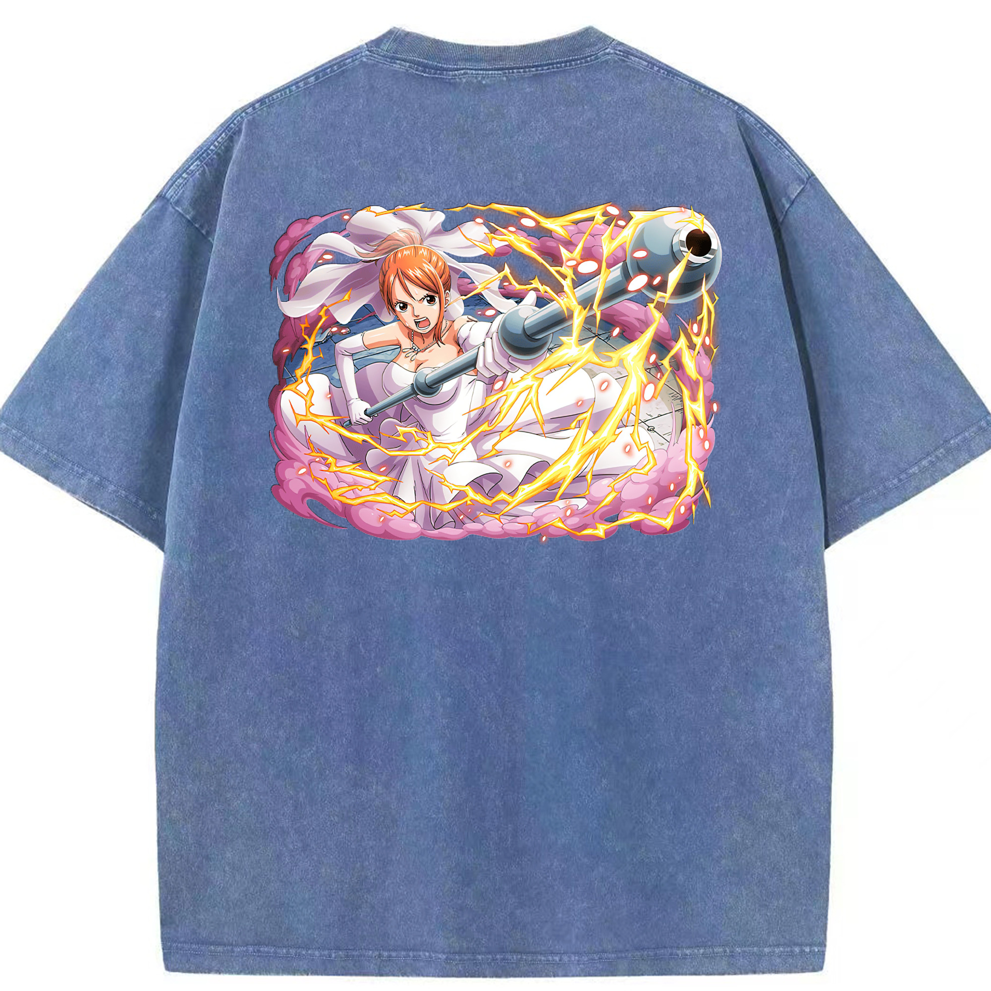 ワンピース ナミ ONE PIECE Nami 綿100% ヴィンテージ風 半袖Tシャツ（背面プリント）