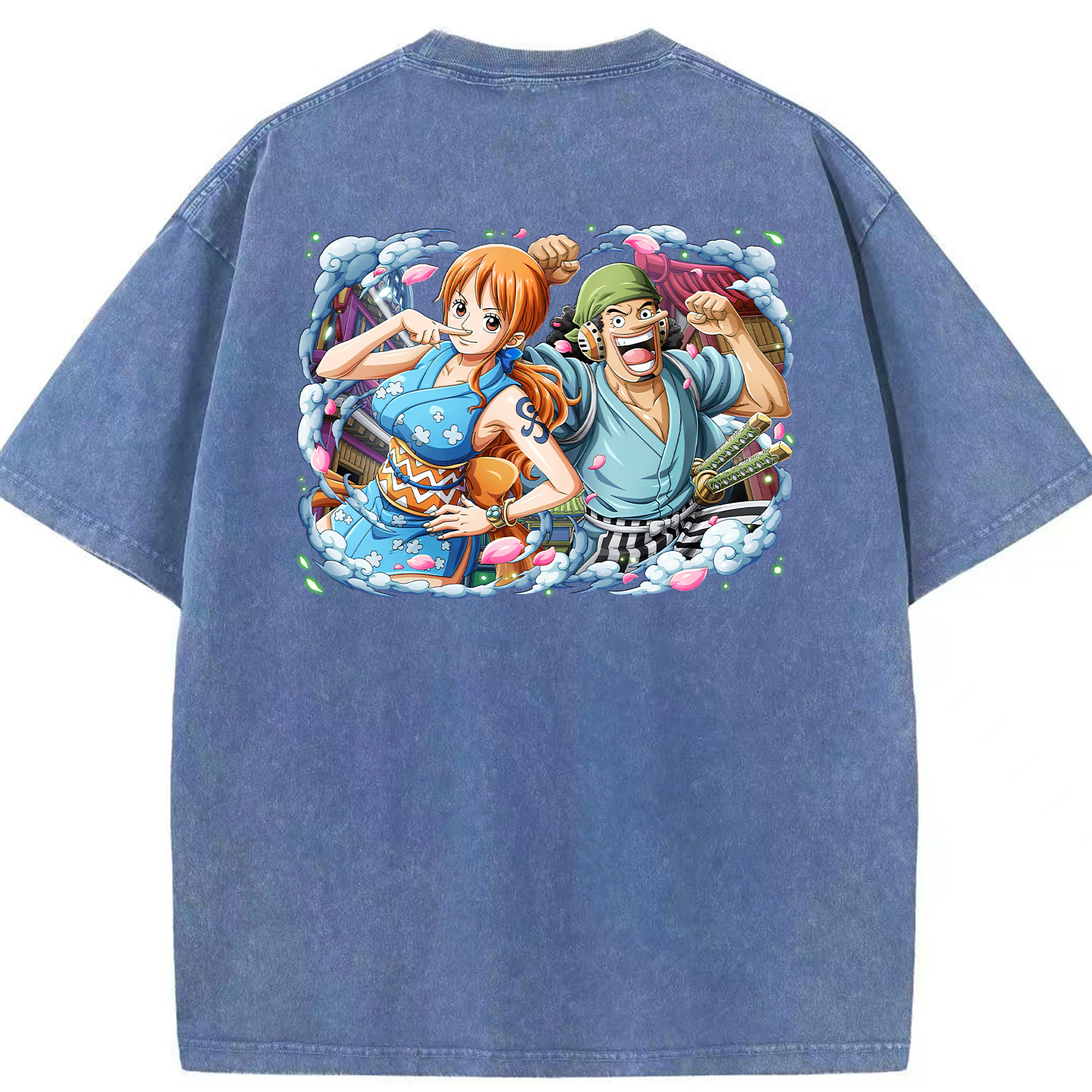 ワンピース ナミ ONE PIECE Nami 綿100% ヴィンテージ風 半袖Tシャツ（背面プリント）