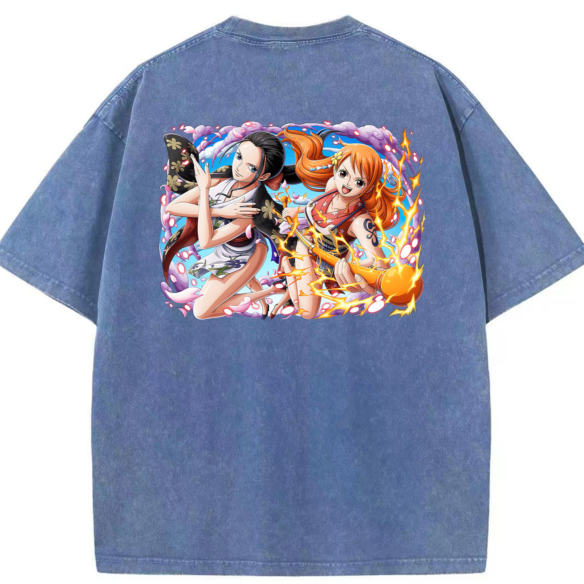 ワンピース ナミ ONE PIECE Nami 綿100% ヴィンテージ風 半袖Tシャツ（背面プリント）
