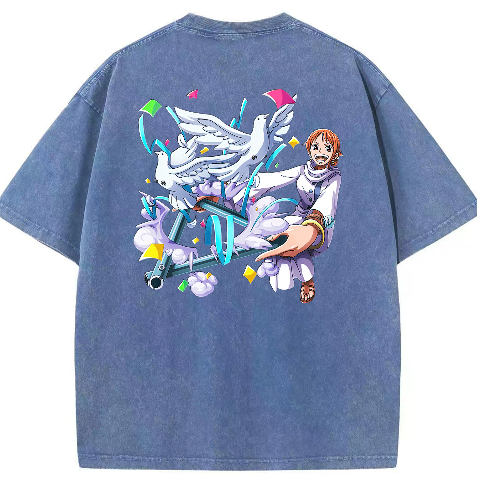 ワンピース ナミ ONE PIECE Nami 綿100% ヴィンテージ風 半袖Tシャツ（背面プリント）