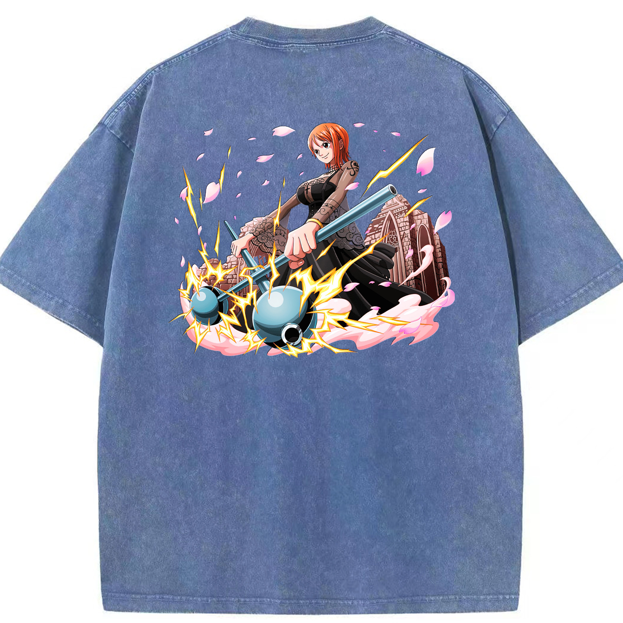 ワンピース ナミ ONE PIECE Nami 綿100% ヴィンテージ風 半袖Tシャツ（背面プリント）