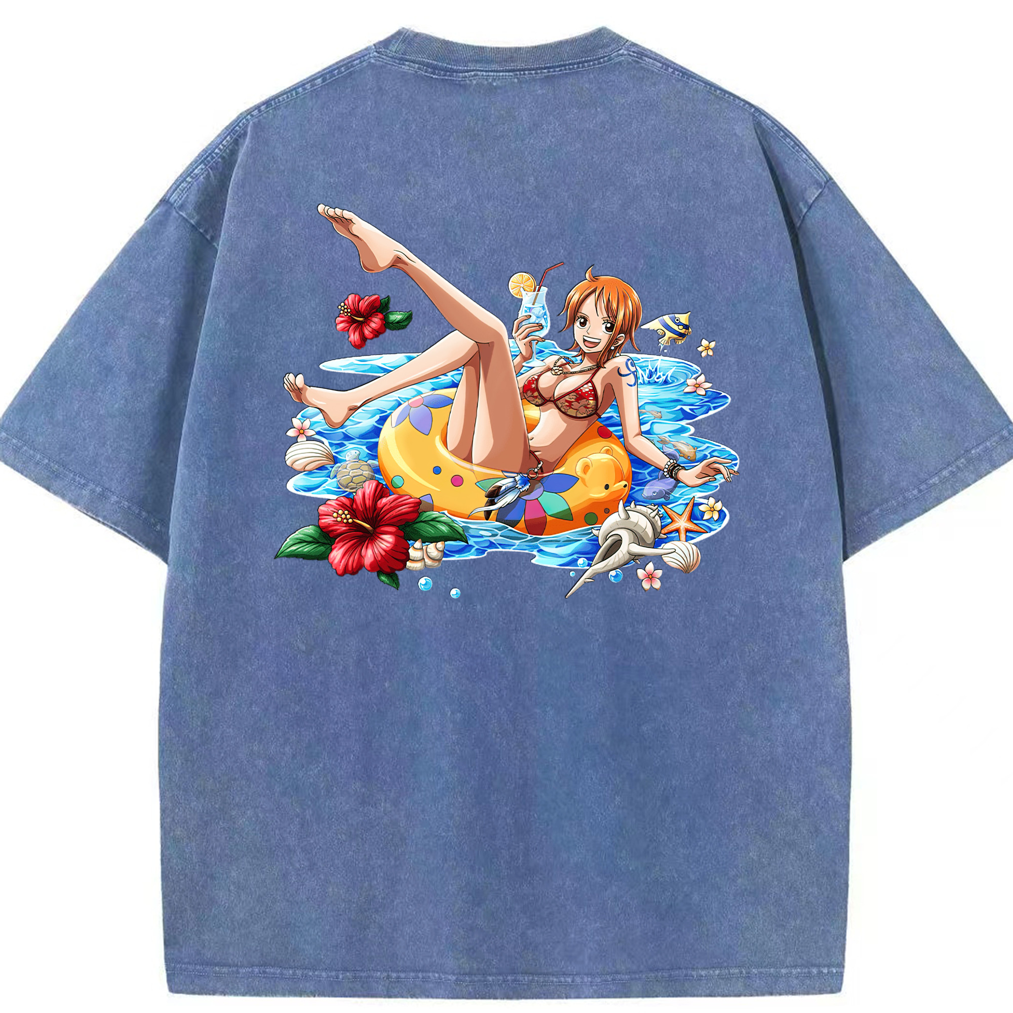 ワンピース ナミ ONE PIECE Nami 綿100% ヴィンテージ風 半袖Tシャツ（背面プリント）