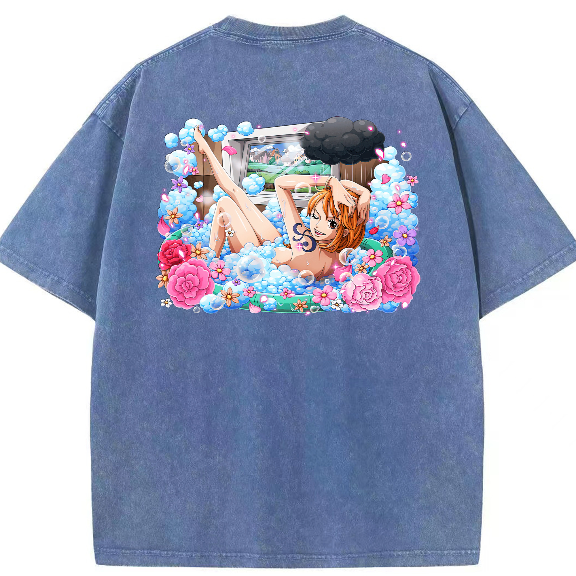 ワンピース ナミ ONE PIECE Nami 綿100% ヴィンテージ風 半袖Tシャツ（背面プリント）