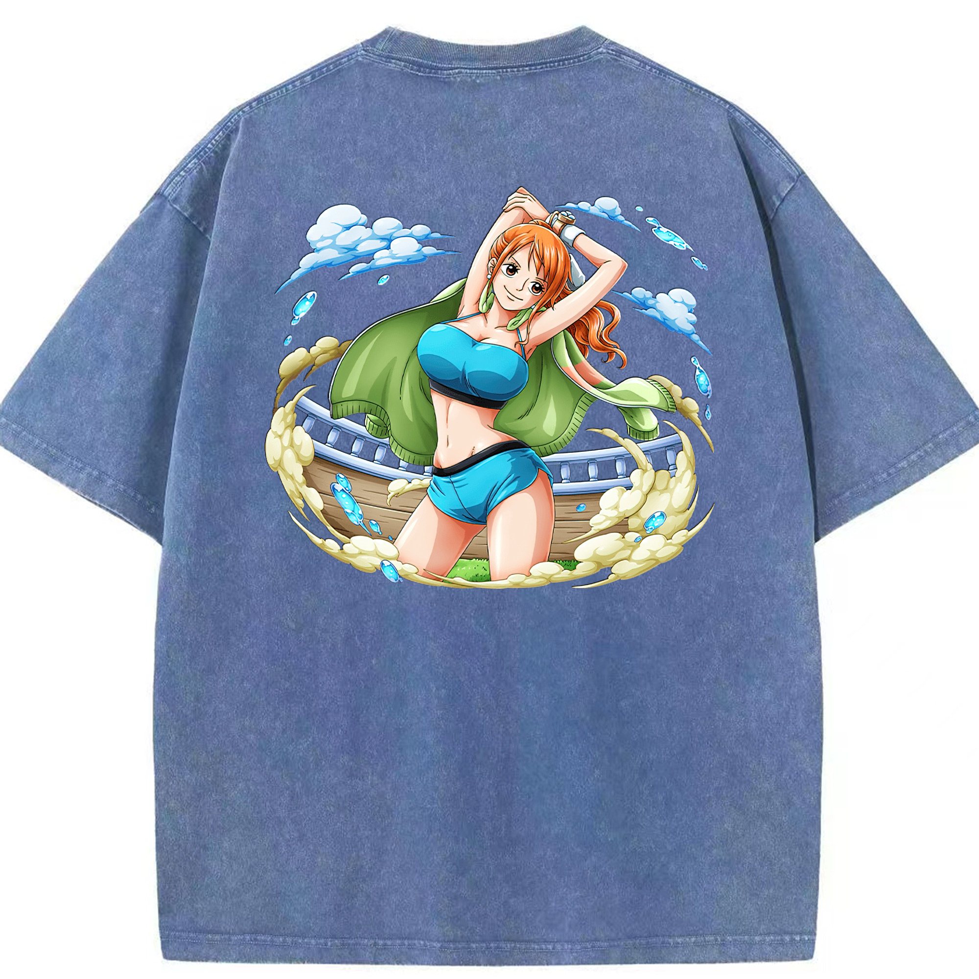 ワンピース ナミ ONE PIECE Nami 綿100% ヴィンテージ風 半袖Tシャツ（背面プリント）