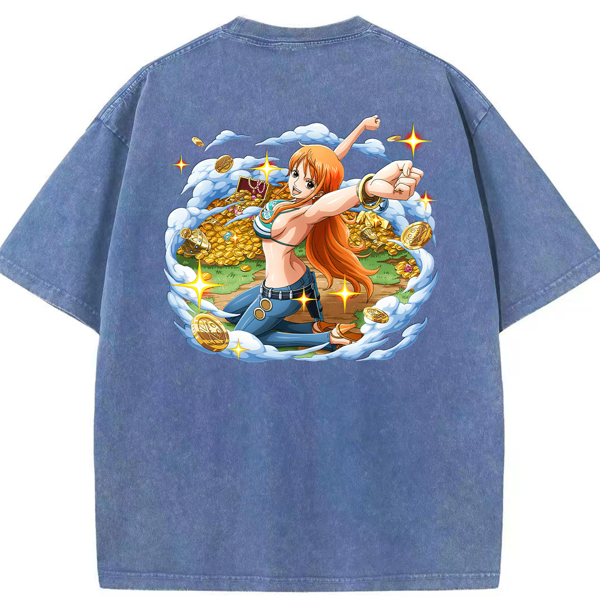 ワンピース ナミ ONE PIECE Nami 綿100% ヴィンテージ風 半袖Tシャツ（背面プリント）