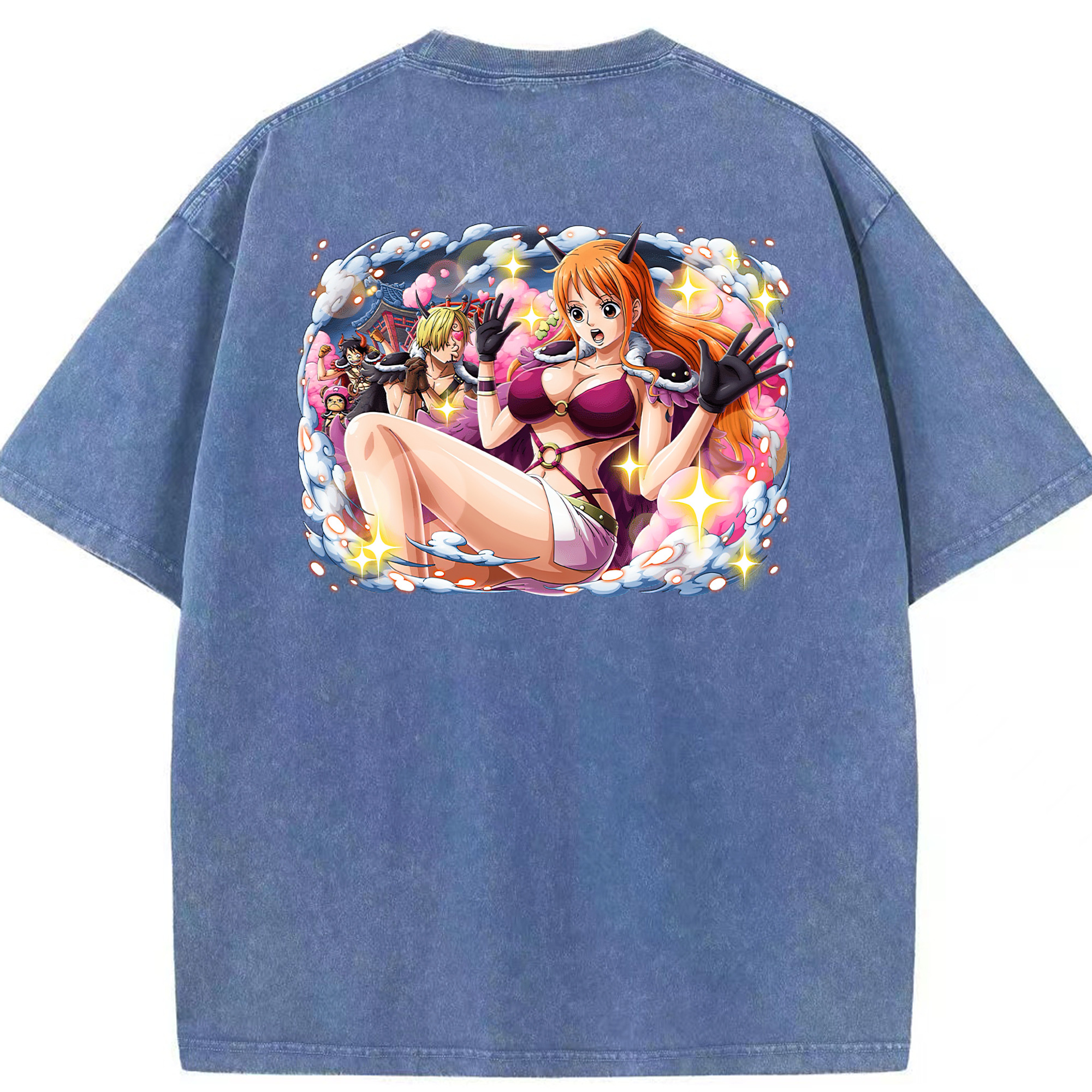 ワンピース ナミ ONE PIECE Nami 綿100% ヴィンテージ風 半袖Tシャツ（背面プリント）