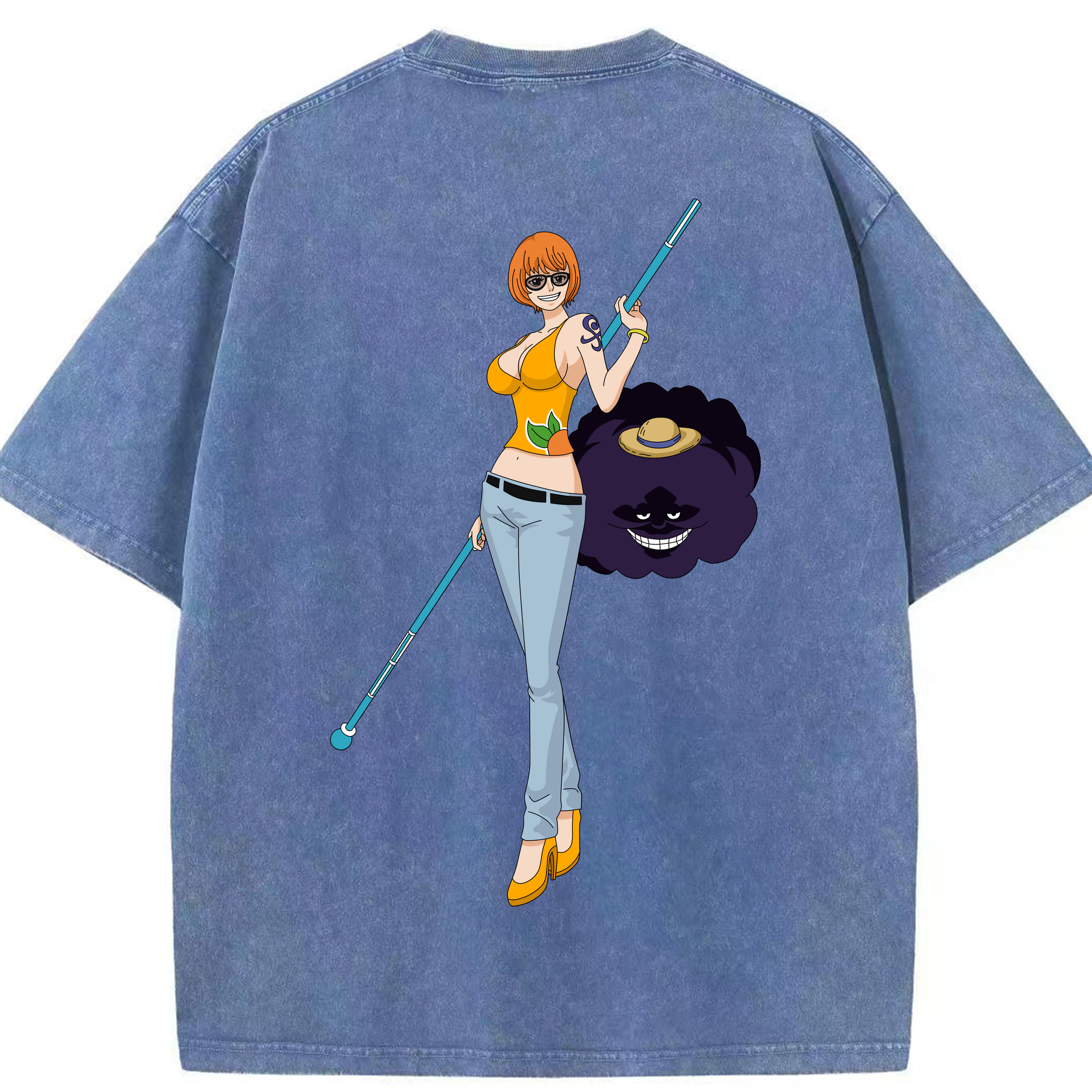 ワンピース ナミ ONE PIECE Nami 綿100% ヴィンテージ風 半袖Tシャツ（背面プリント）