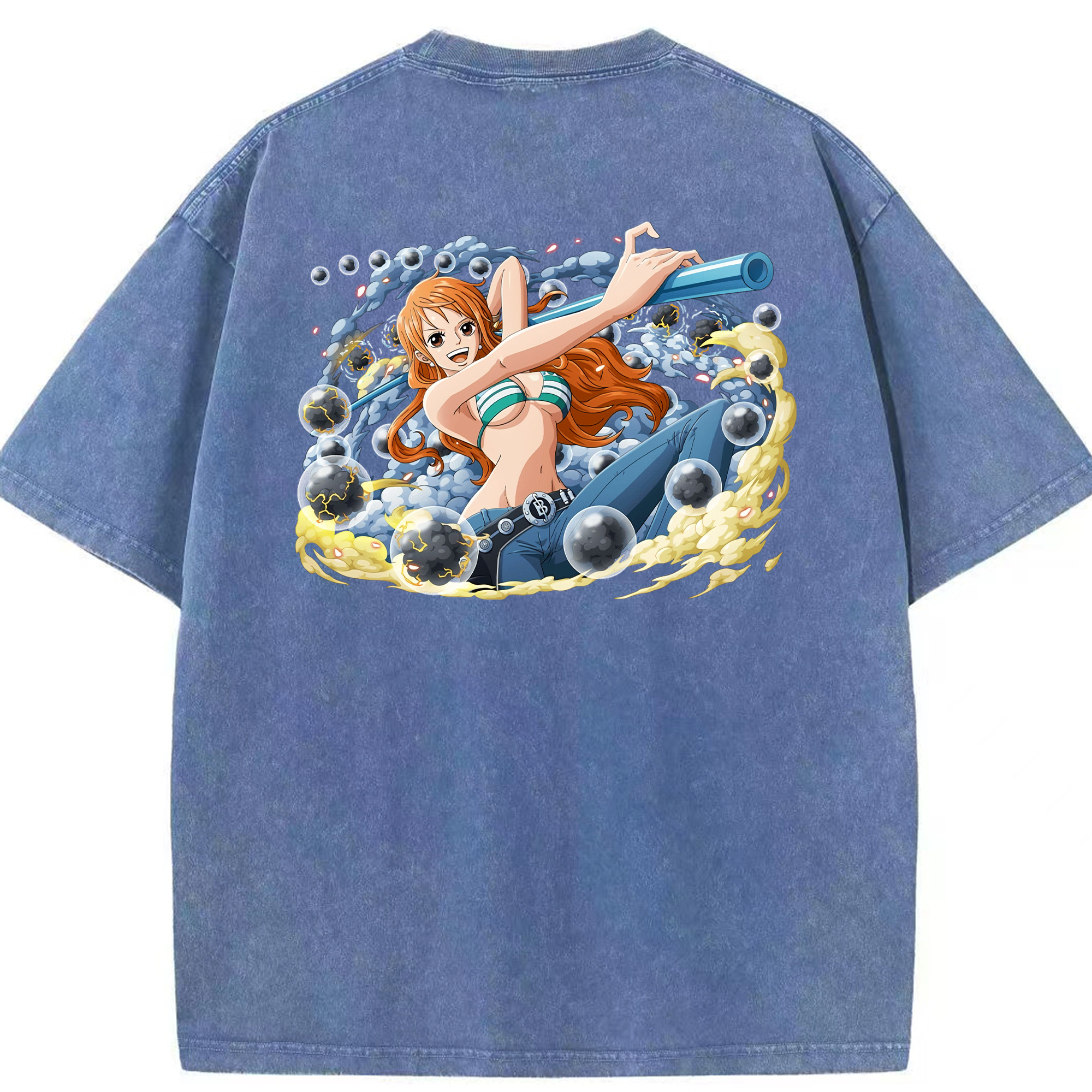 ワンピース ナミ ONE PIECE Nami 綿100% ヴィンテージ風 半袖Tシャツ（背面プリント）
