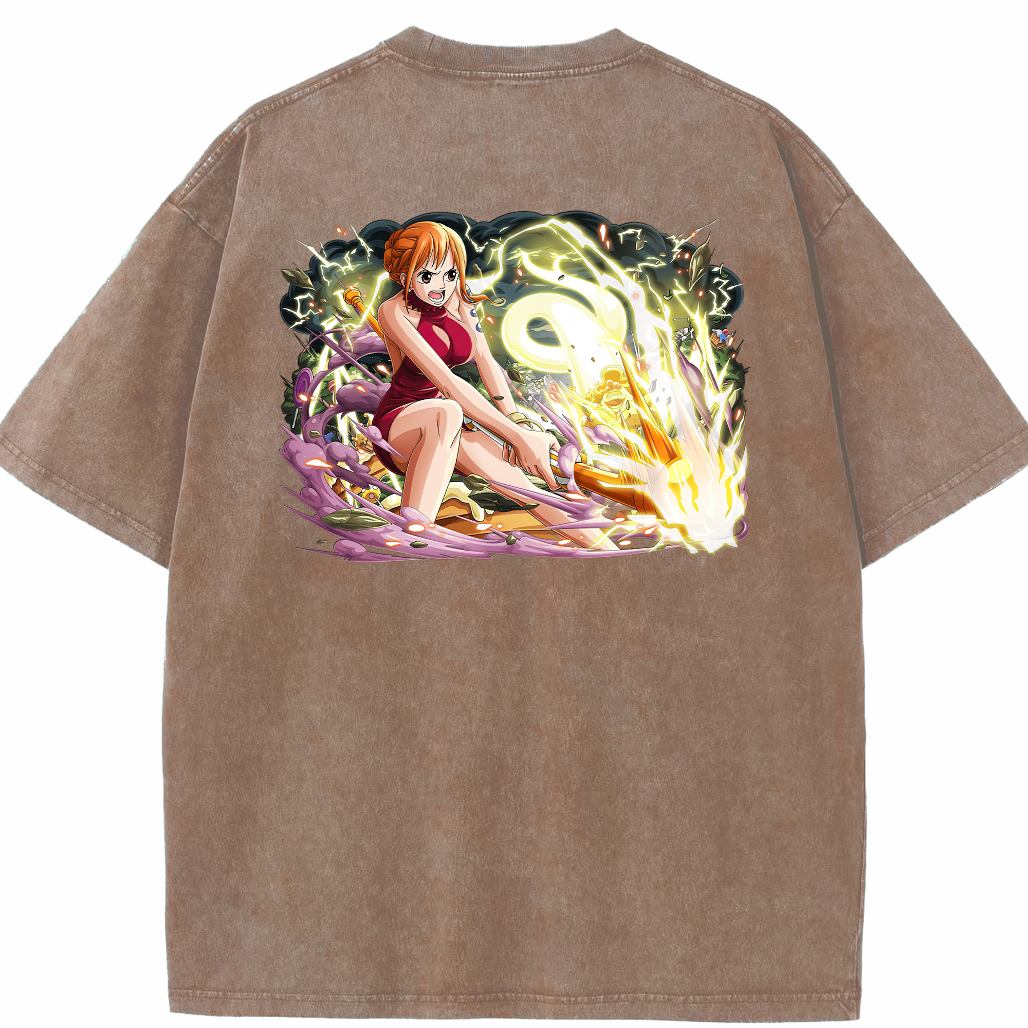 ワンピース ナミ ONE PIECE Nami 綿100% ヴィンテージ風 半袖Tシャツ（背面プリント）