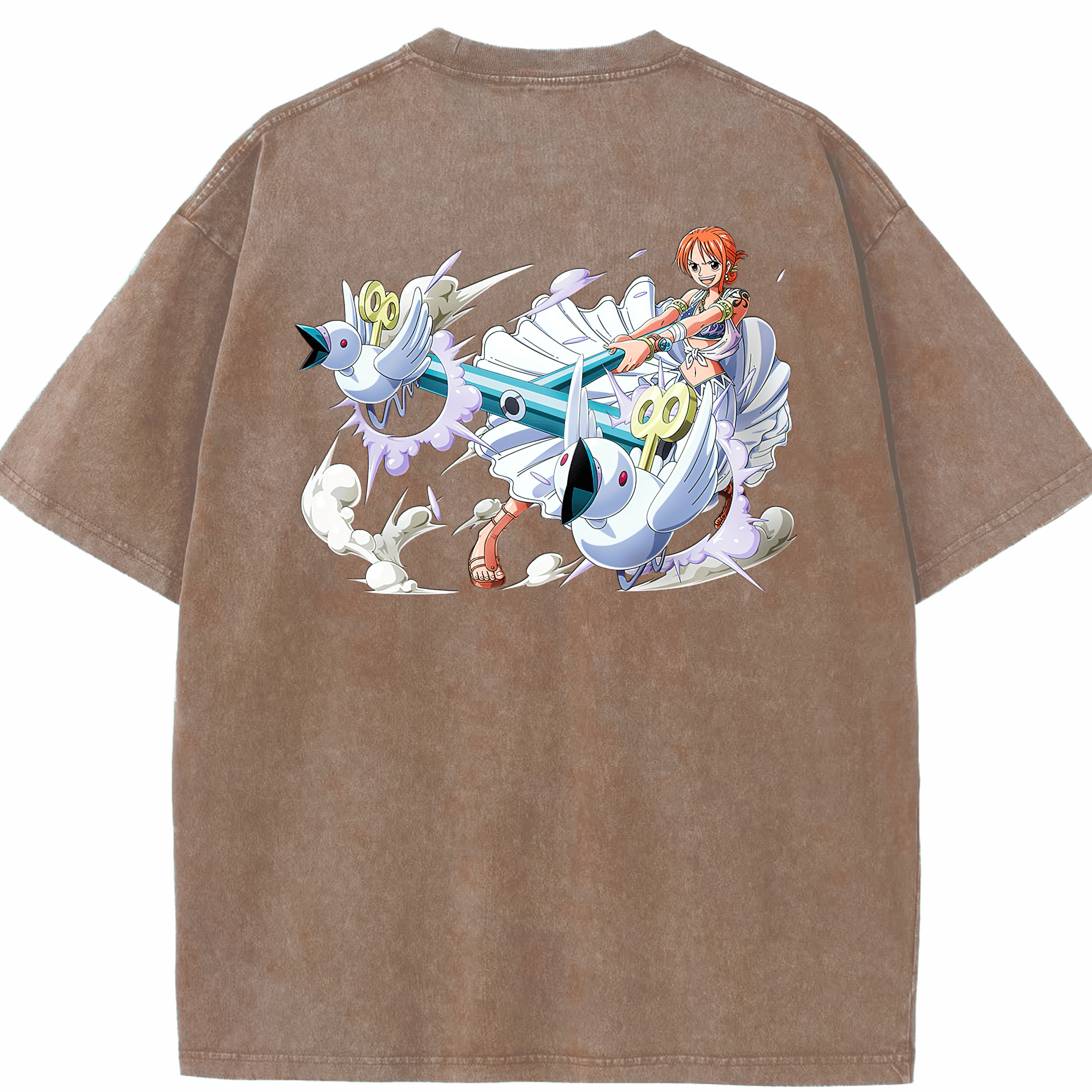 ワンピース ナミ ONE PIECE Nami 綿100% ヴィンテージ風 半袖Tシャツ（背面プリント）