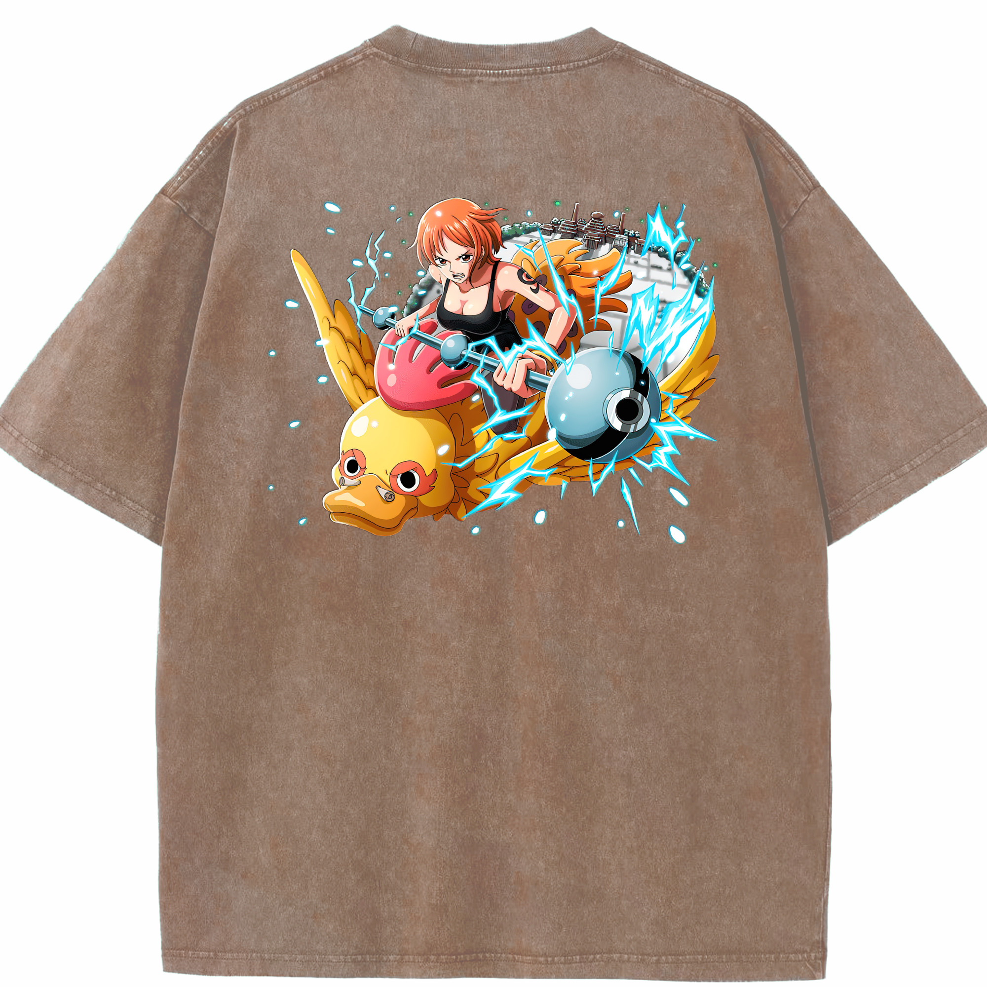 ワンピース ナミ ONE PIECE Nami 綿100% ヴィンテージ風 半袖Tシャツ（背面プリント）
