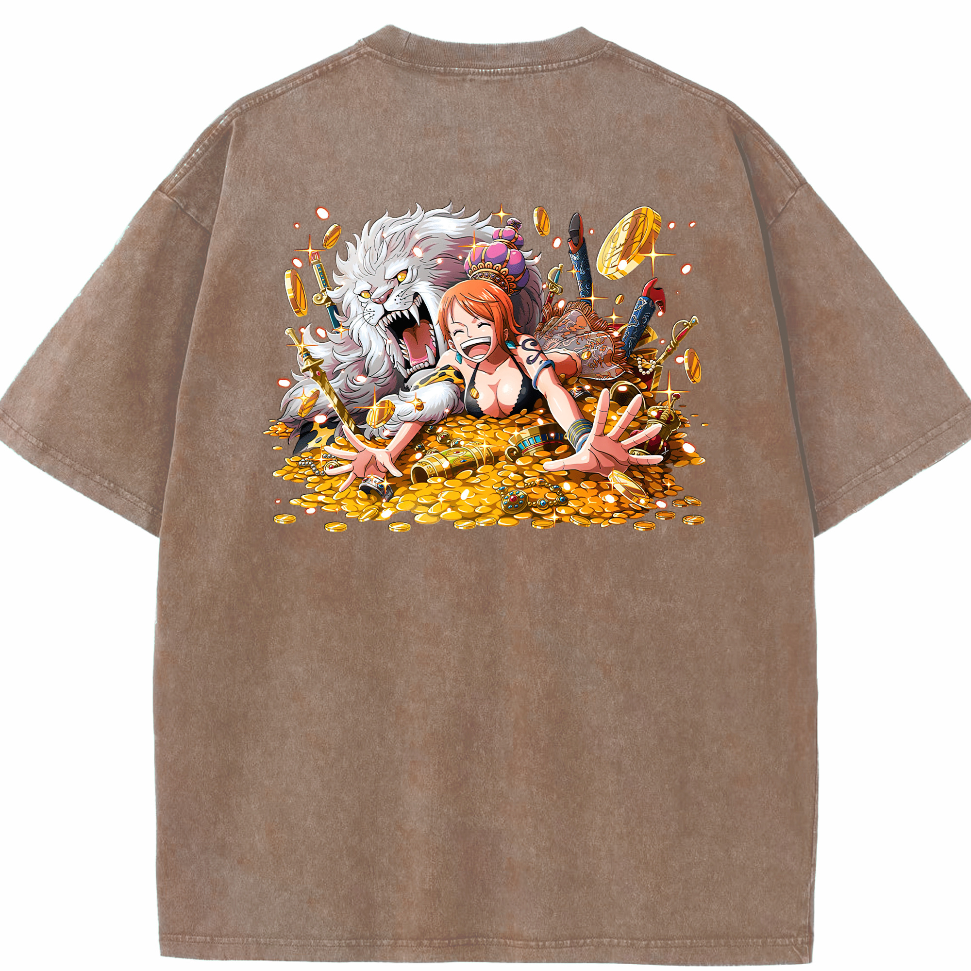 ワンピース ナミ ONE PIECE Nami 綿100% ヴィンテージ風 半袖Tシャツ（背面プリント）