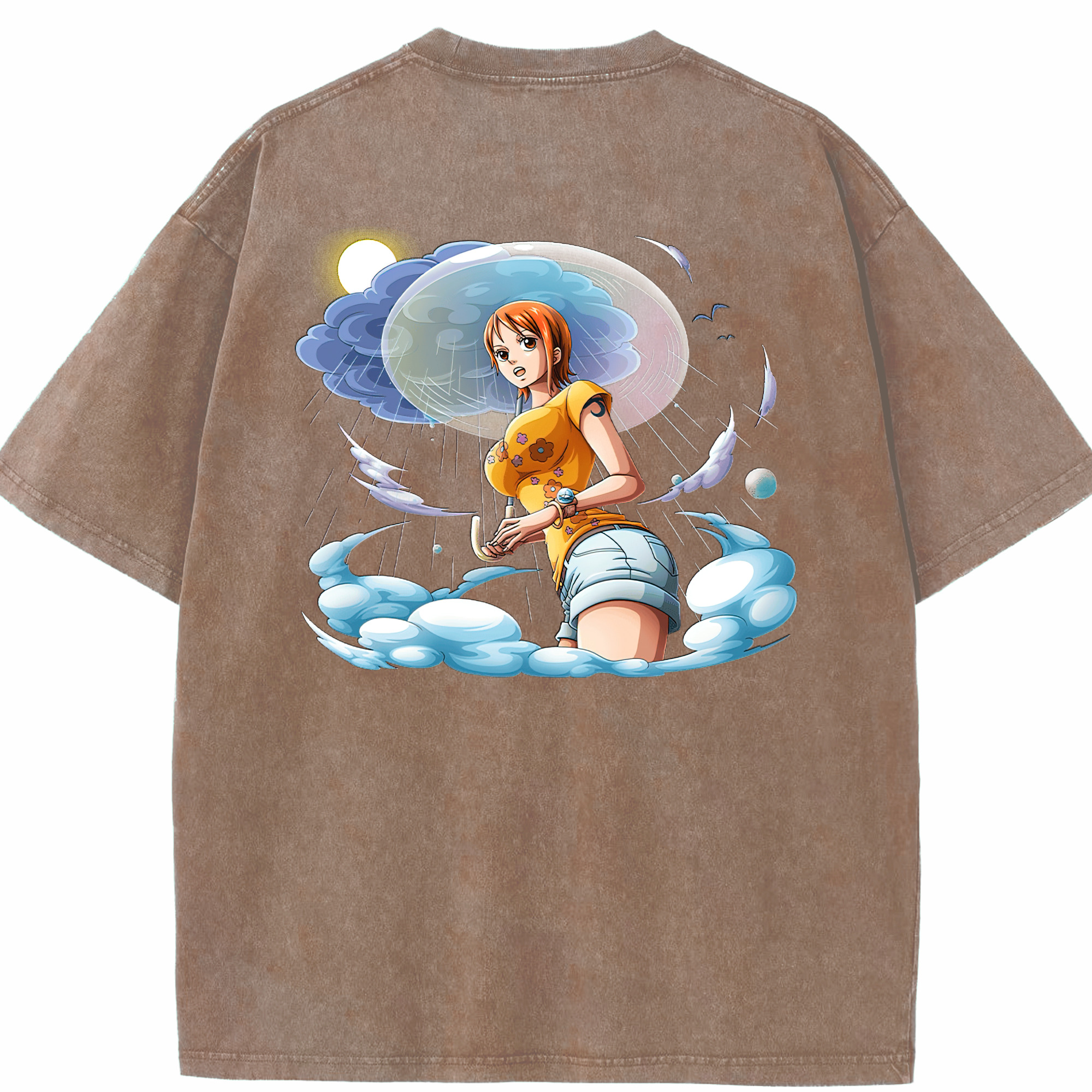 ワンピース ナミ ONE PIECE Nami 綿100% ヴィンテージ風 半袖Tシャツ（背面プリント）