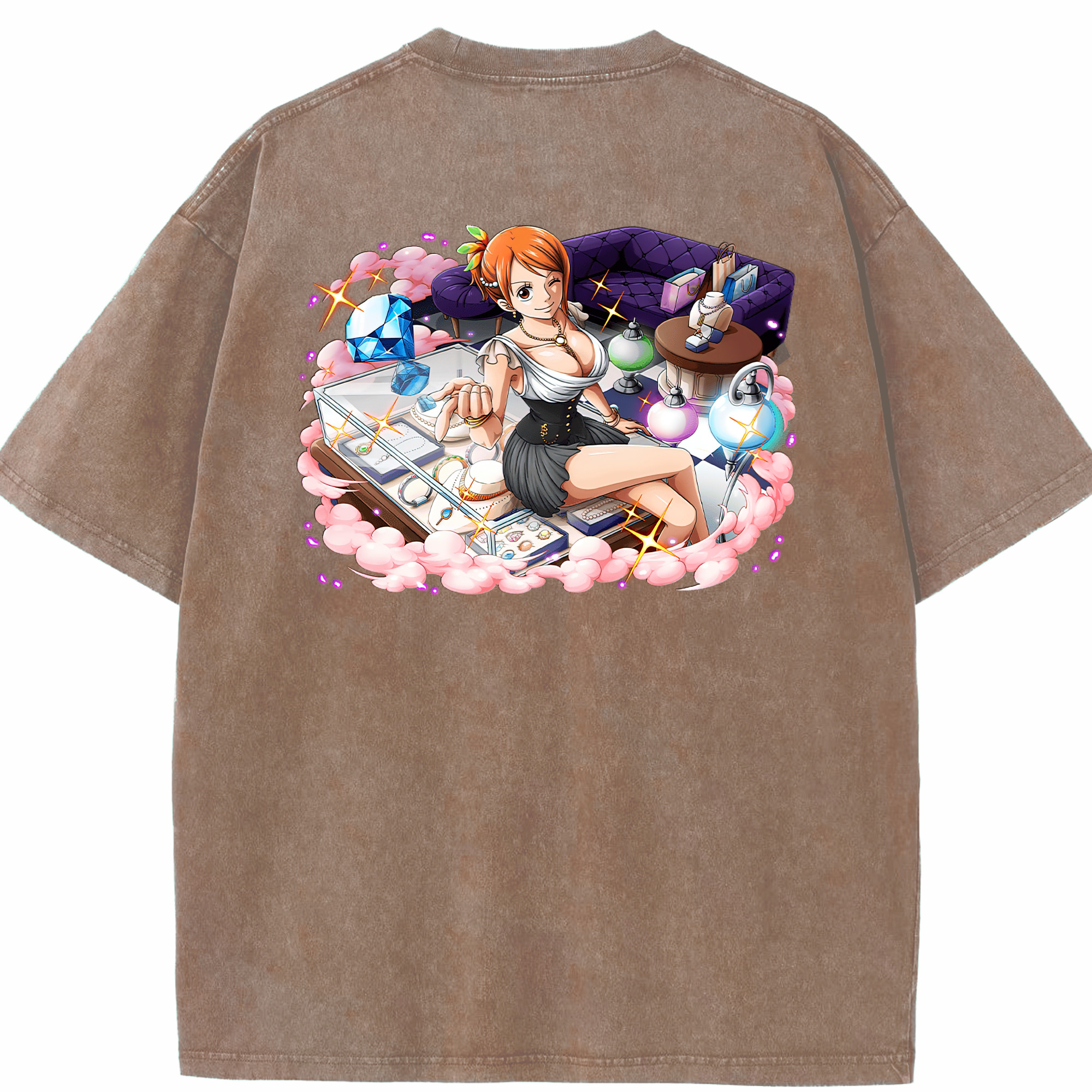 ワンピース ナミ ONE PIECE Nami 綿100% ヴィンテージ風 半袖Tシャツ（背面プリント）