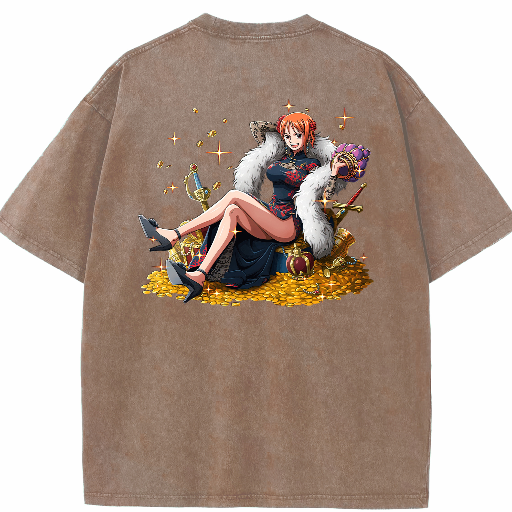 ワンピース ナミ ONE PIECE Nami 綿100% ヴィンテージ風 半袖Tシャツ（背面プリント）