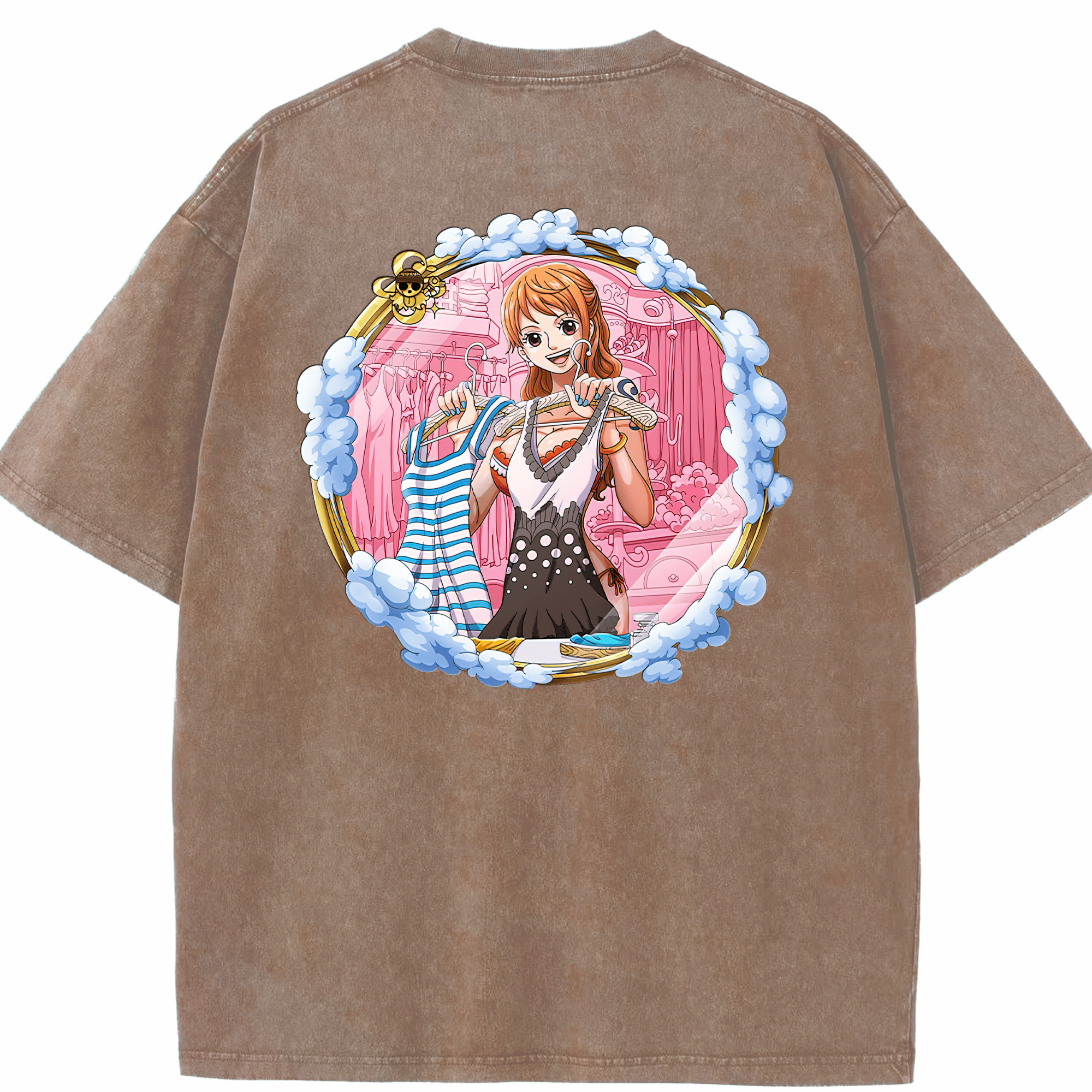 ワンピース ナミ ONE PIECE Nami 綿100% ヴィンテージ風 半袖Tシャツ（背面プリント）