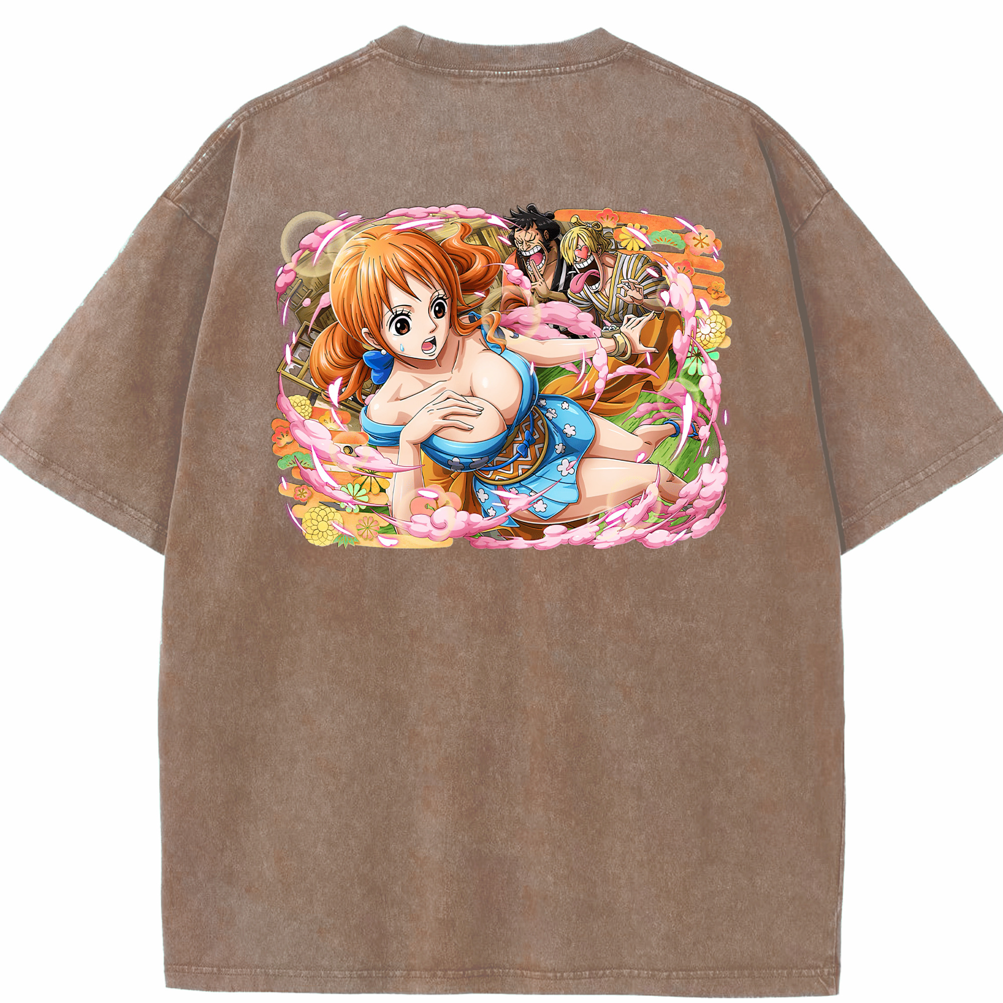 ワンピース ナミ ONE PIECE Nami 綿100% ヴィンテージ風 半袖Tシャツ（背面プリント）