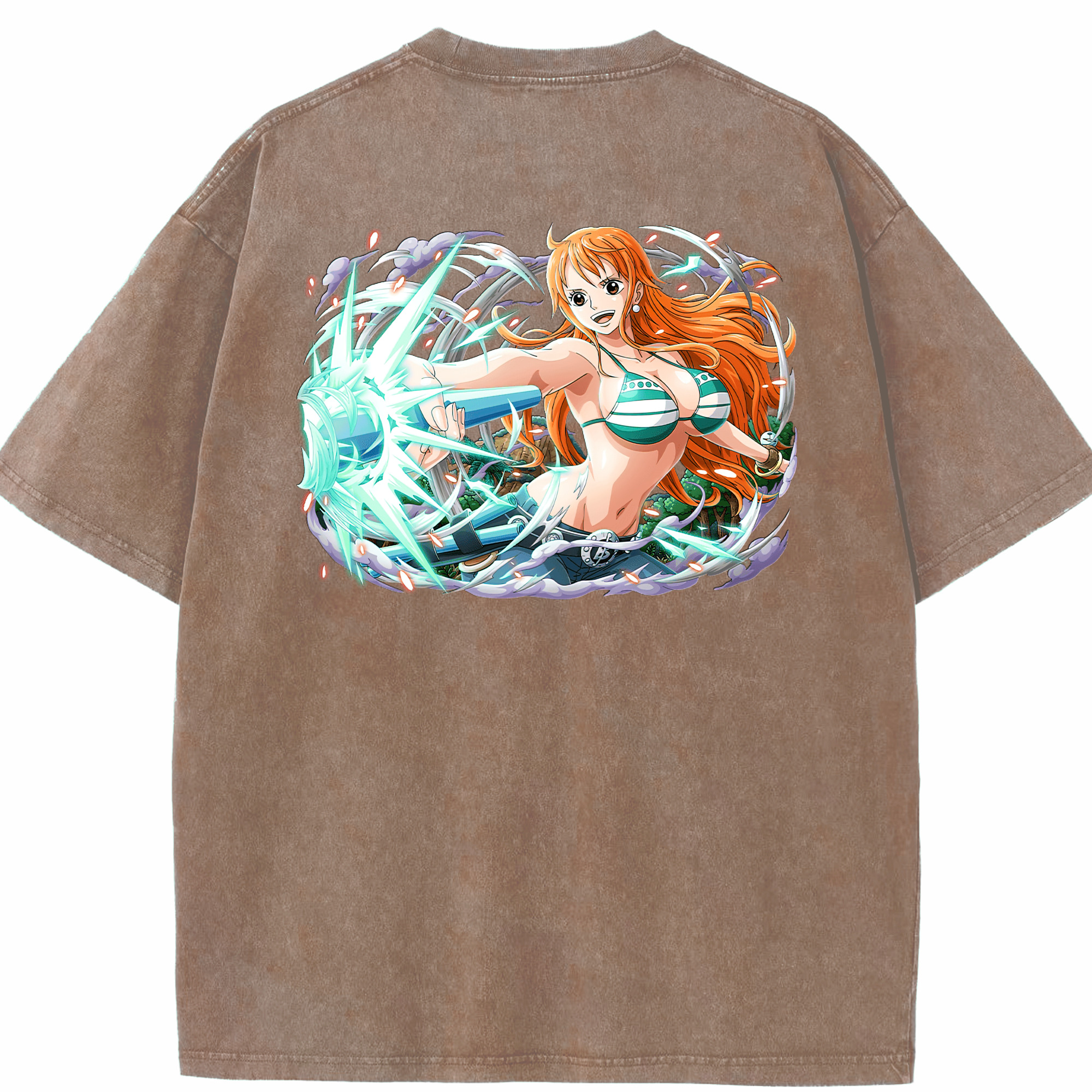 ワンピース ナミ ONE PIECE Nami 綿100% ヴィンテージ風 半袖Tシャツ（背面プリント）