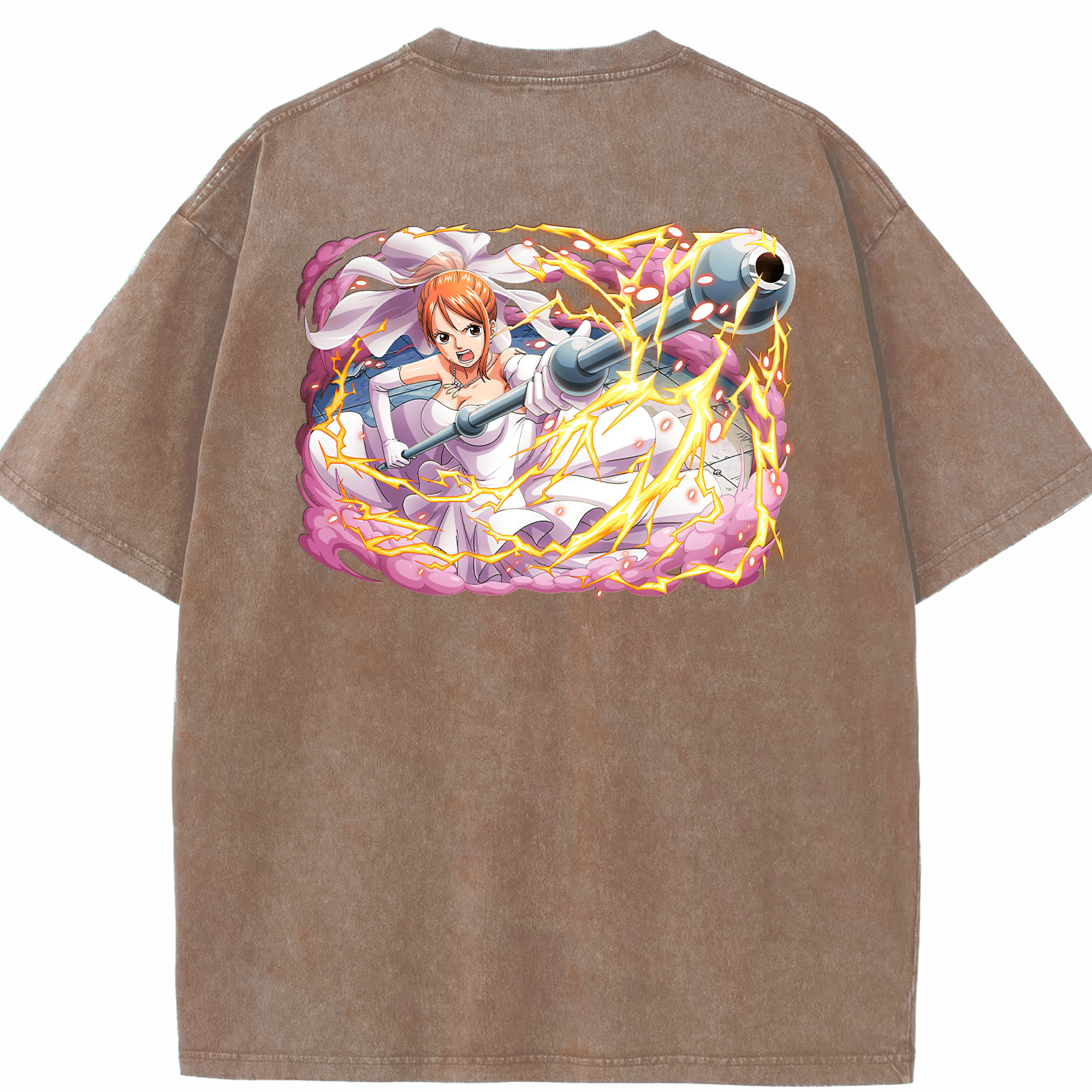 ワンピース ナミ ONE PIECE Nami 綿100% ヴィンテージ風 半袖Tシャツ（背面プリント）