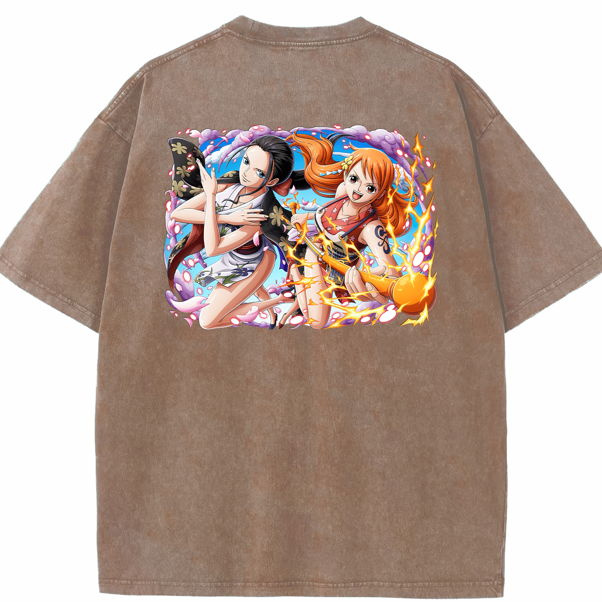 ワンピース ナミ ONE PIECE Nami 綿100% ヴィンテージ風 半袖Tシャツ（背面プリント）