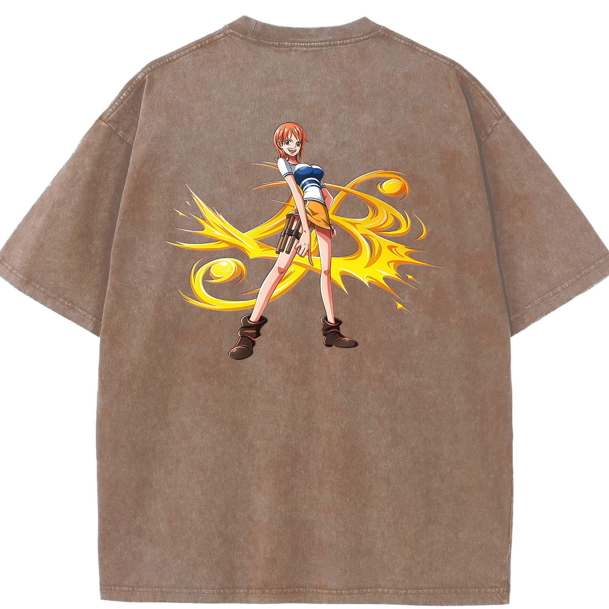 （画像用） ワンピース ナミ ONE PIECE Nami 綿100% ヴィンテージ風 半袖Tシャツ（背面プリント）