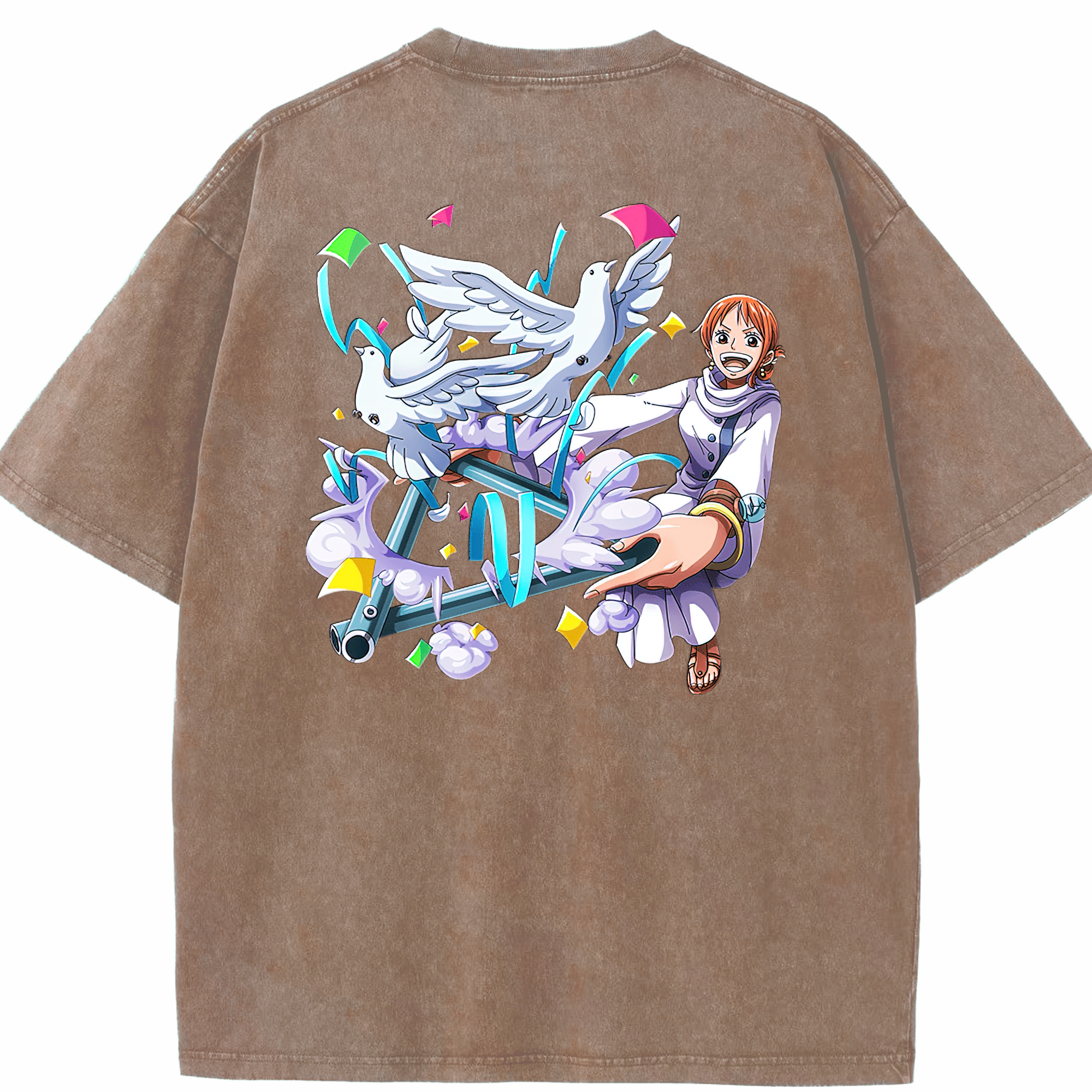 ワンピース ナミ ONE PIECE Nami 綿100% ヴィンテージ風 半袖Tシャツ（背面プリント）
