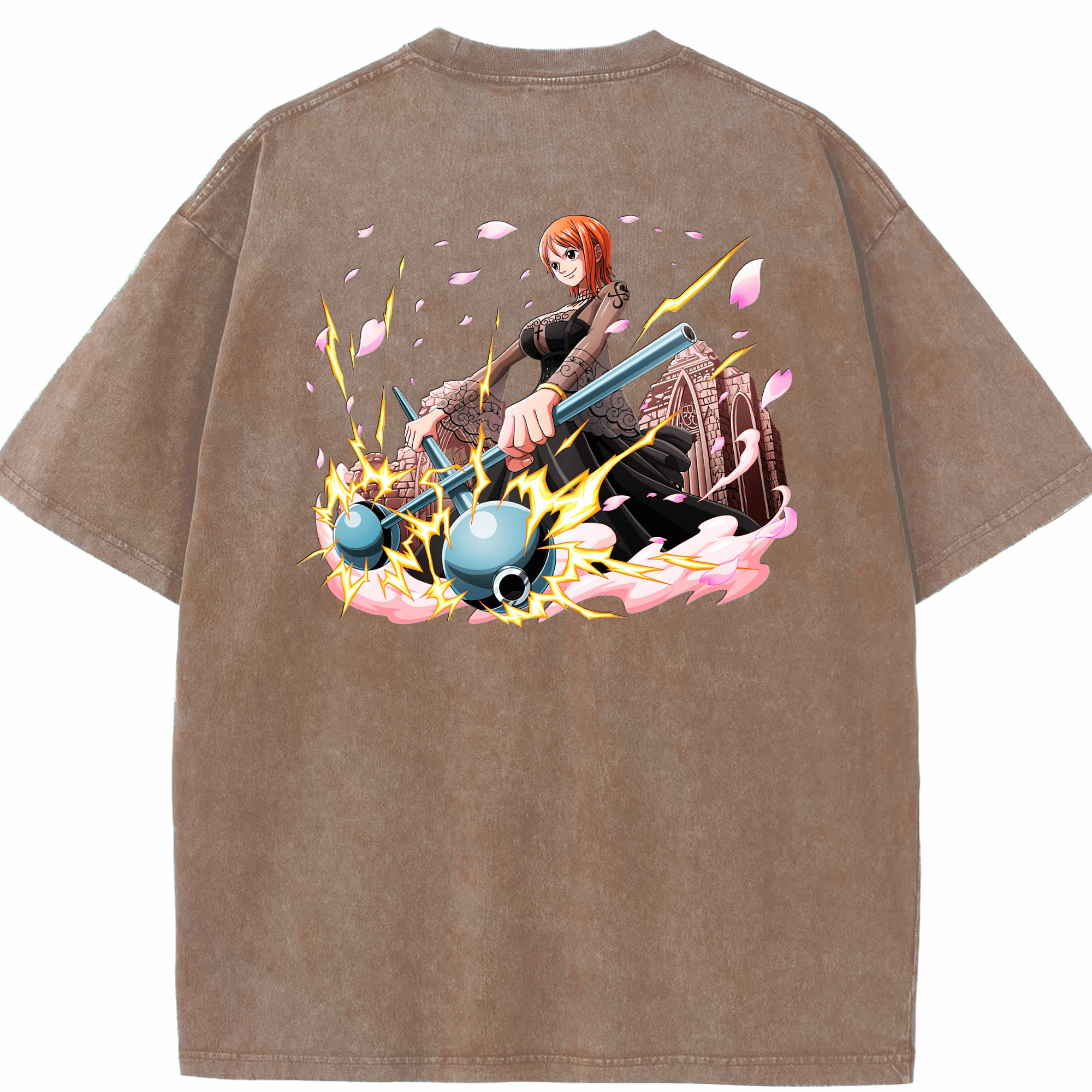 ワンピース ナミ ONE PIECE Nami 綿100% ヴィンテージ風 半袖Tシャツ（背面プリント）