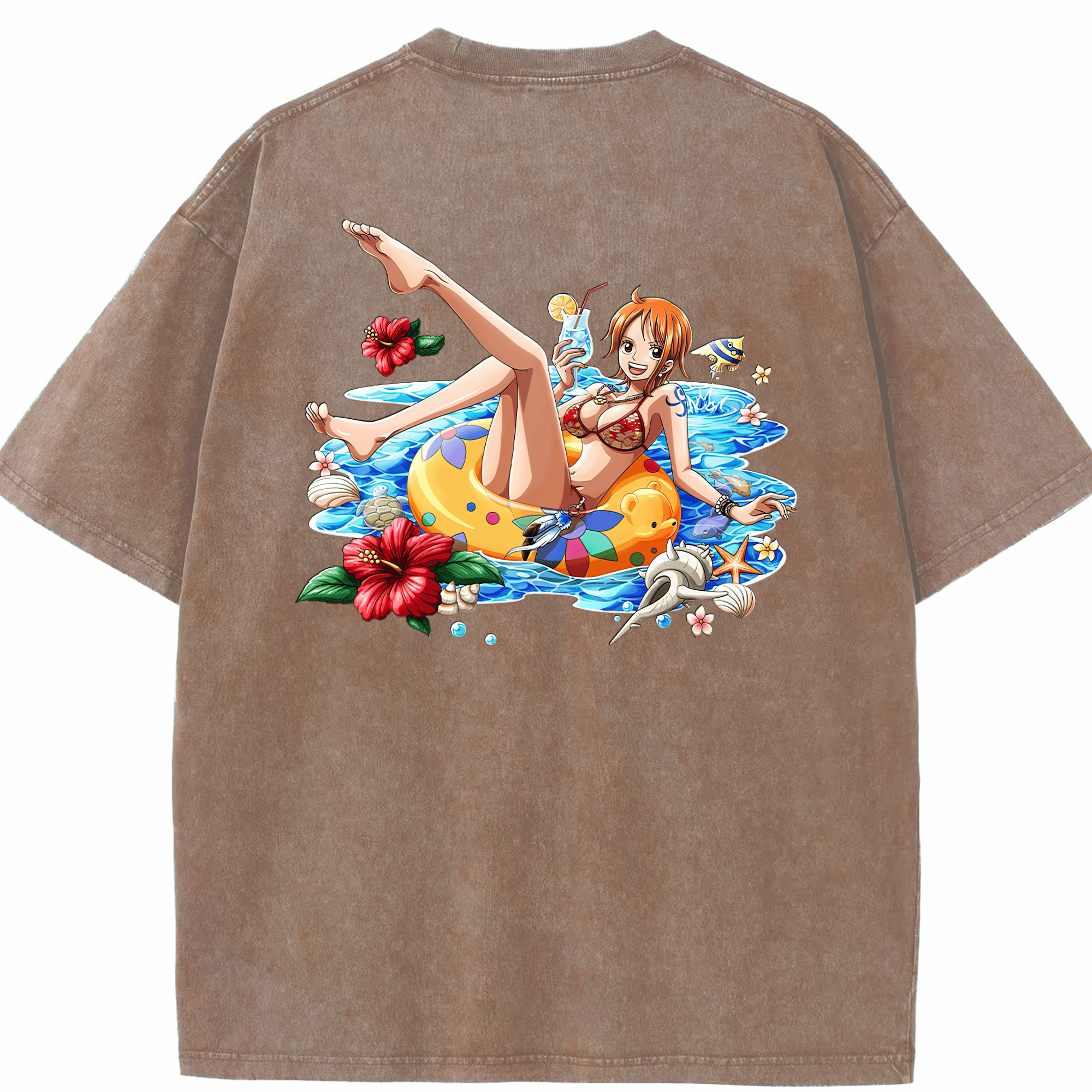 ワンピース ナミ ONE PIECE Nami 綿100% ヴィンテージ風 半袖Tシャツ（背面プリント）