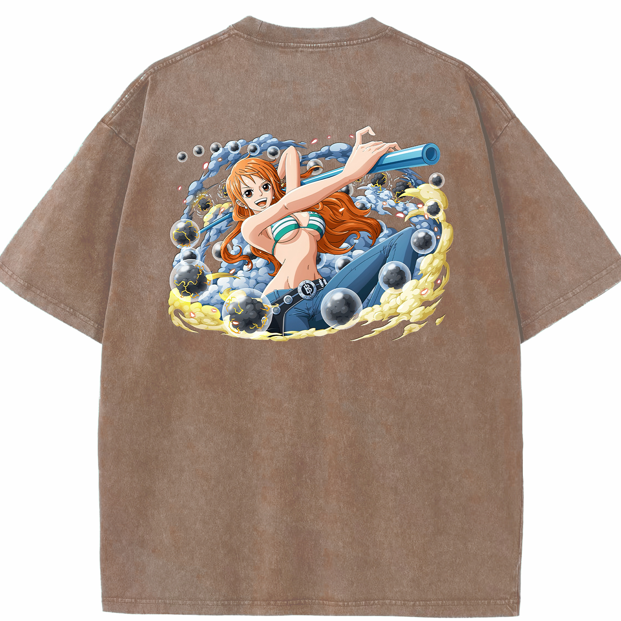 ワンピース ナミ ONE PIECE Nami 綿100% ヴィンテージ風 半袖Tシャツ（背面プリント）